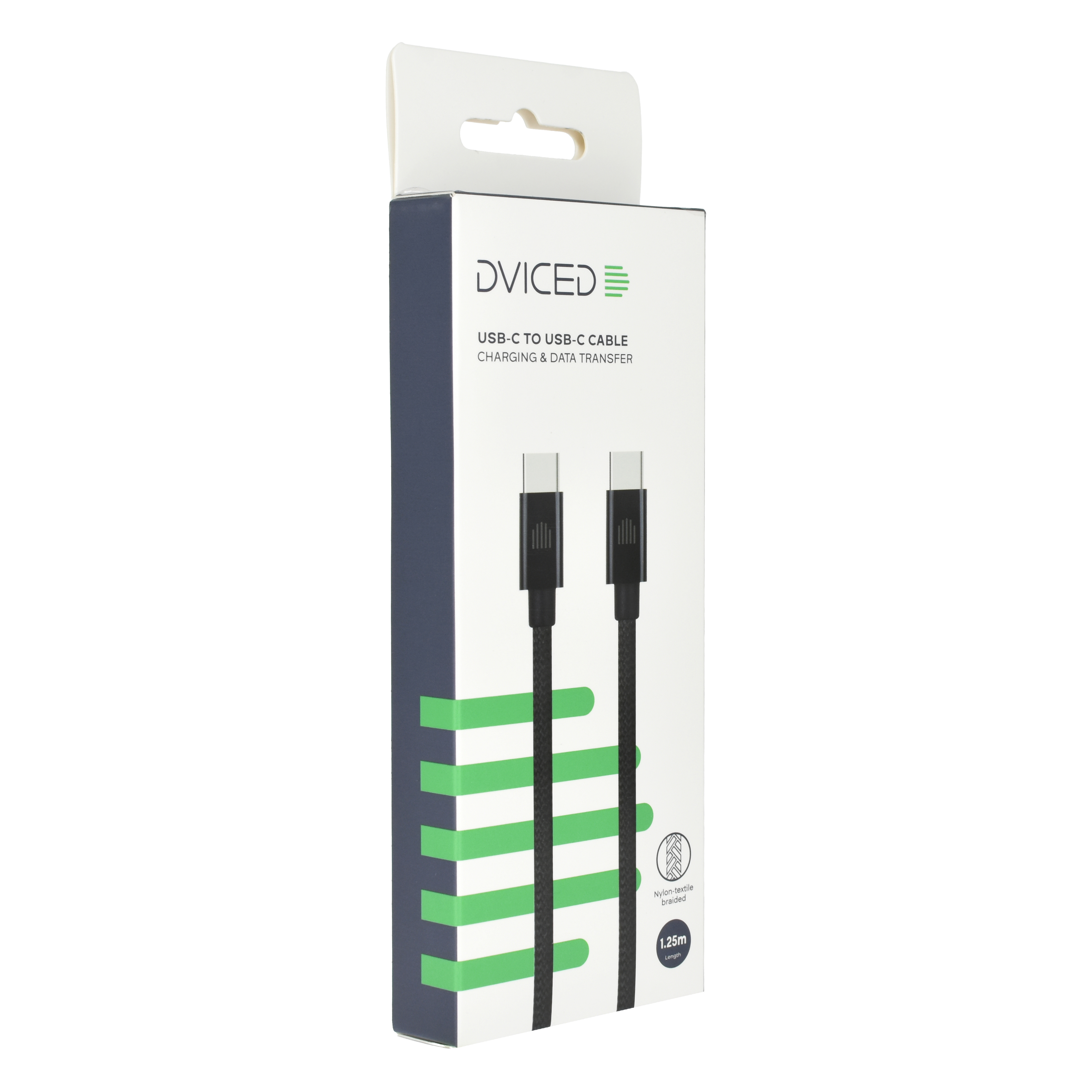 Kabel DVICED USB-C na USB-C, najlonski tekstil, 1,25m - Crni-2