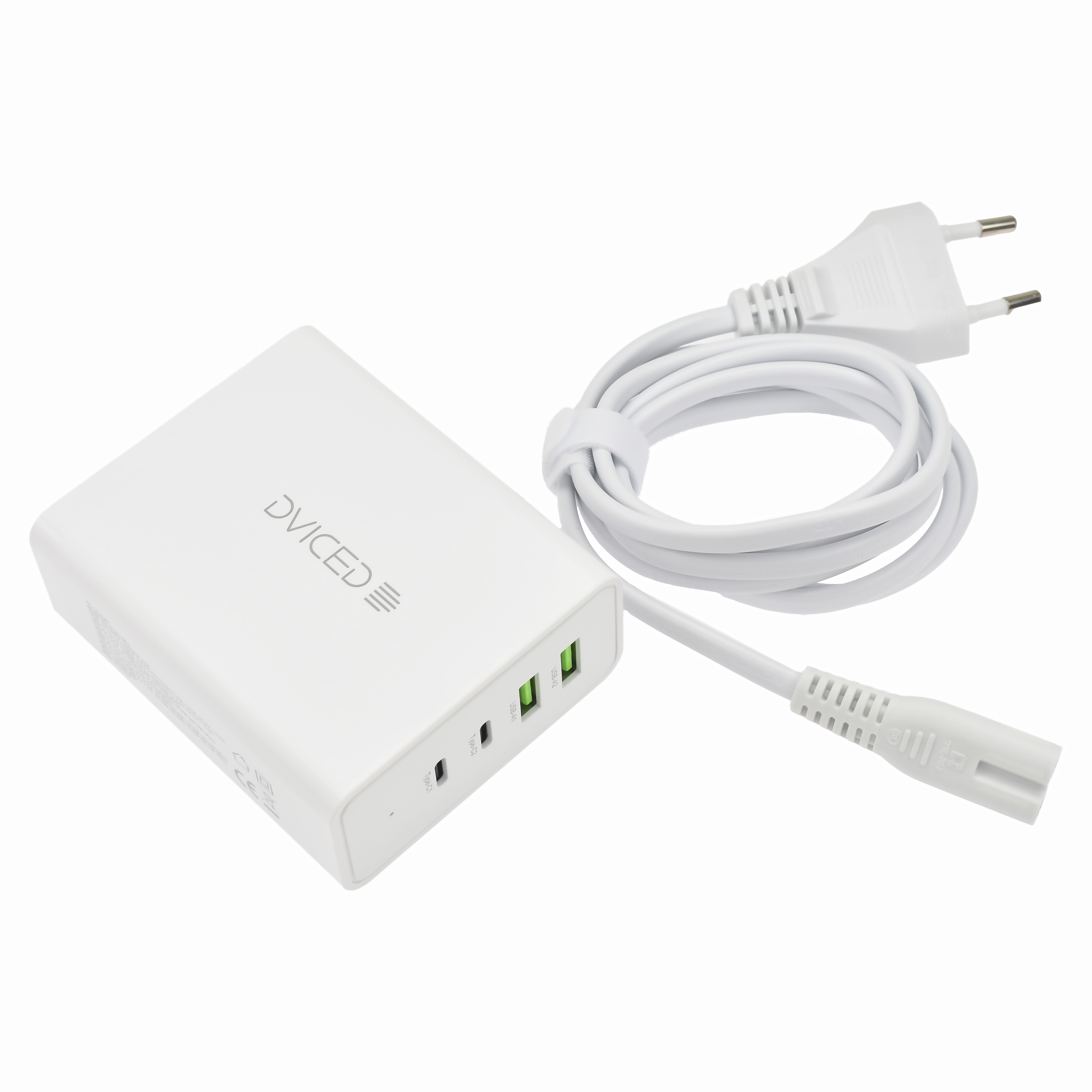 Desktop punjač DVICED 100W GaN (2 USB-A, 2 USB-C, EU) - Bijeli-3