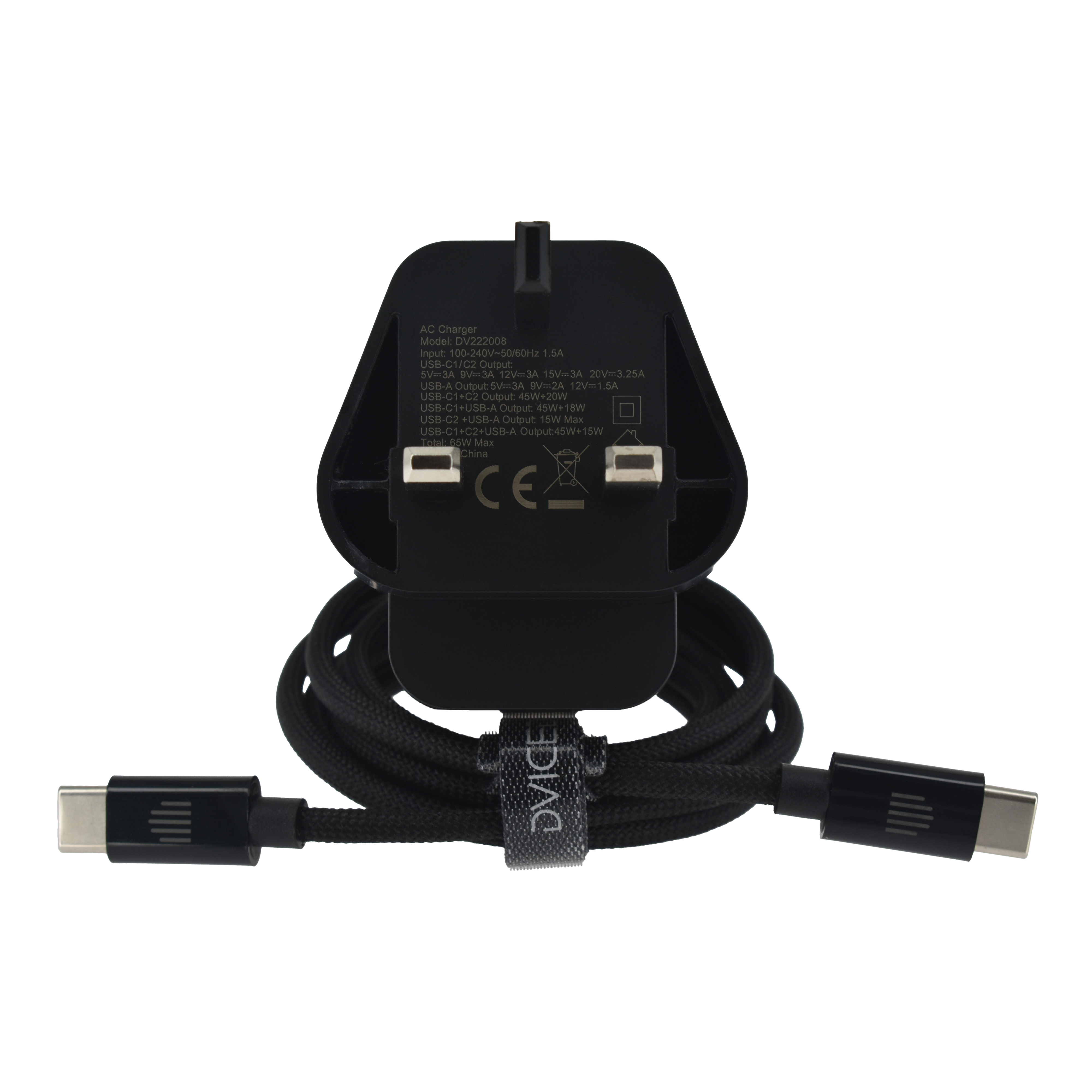 Punjač DVICED Wall charger 65W GaN 2 USB-C, 1 USB-A-2