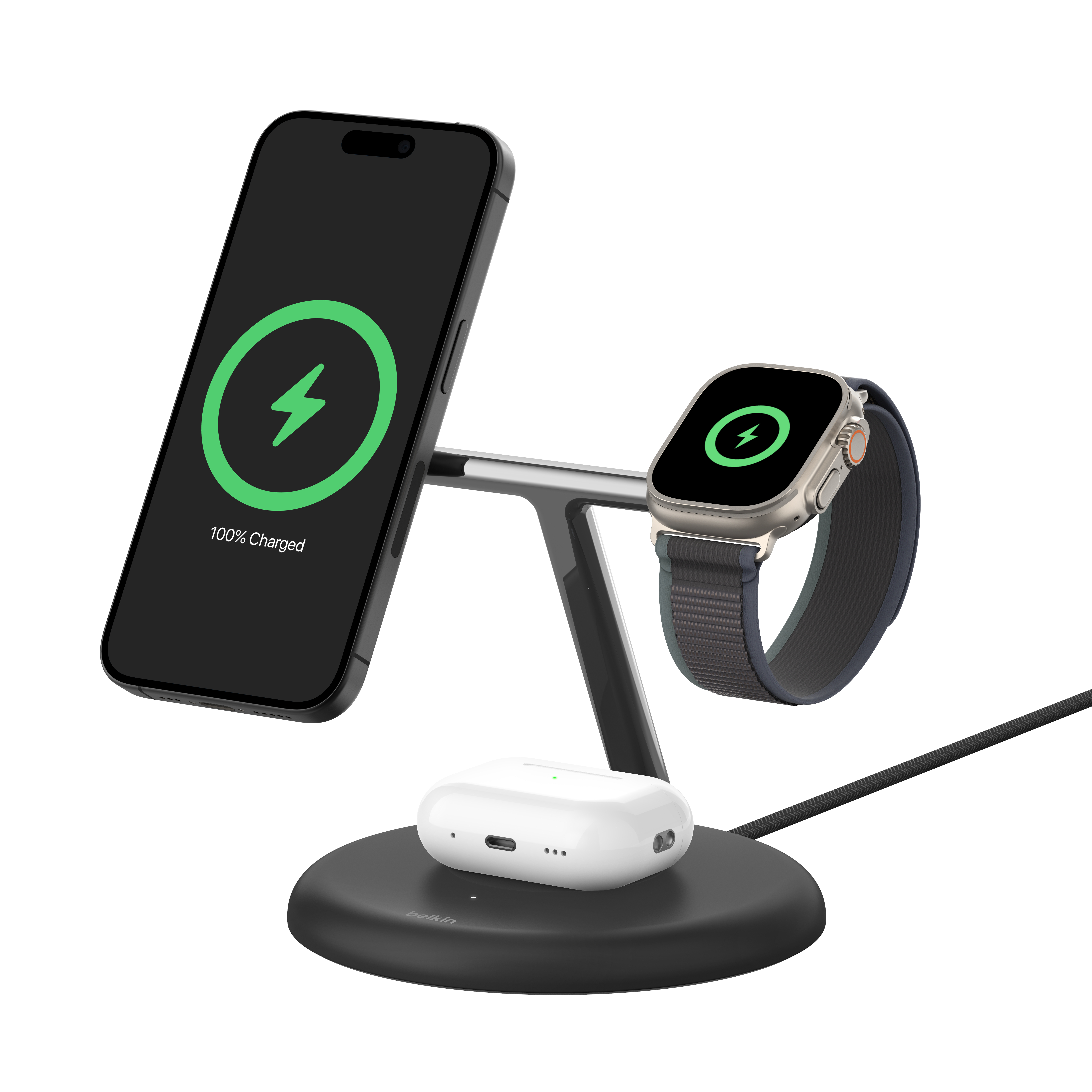 Punjač BELKIN BOOST CHARGE 3-in-1 Magnetic Wireless Charging Stand (Qi2 15W)-0