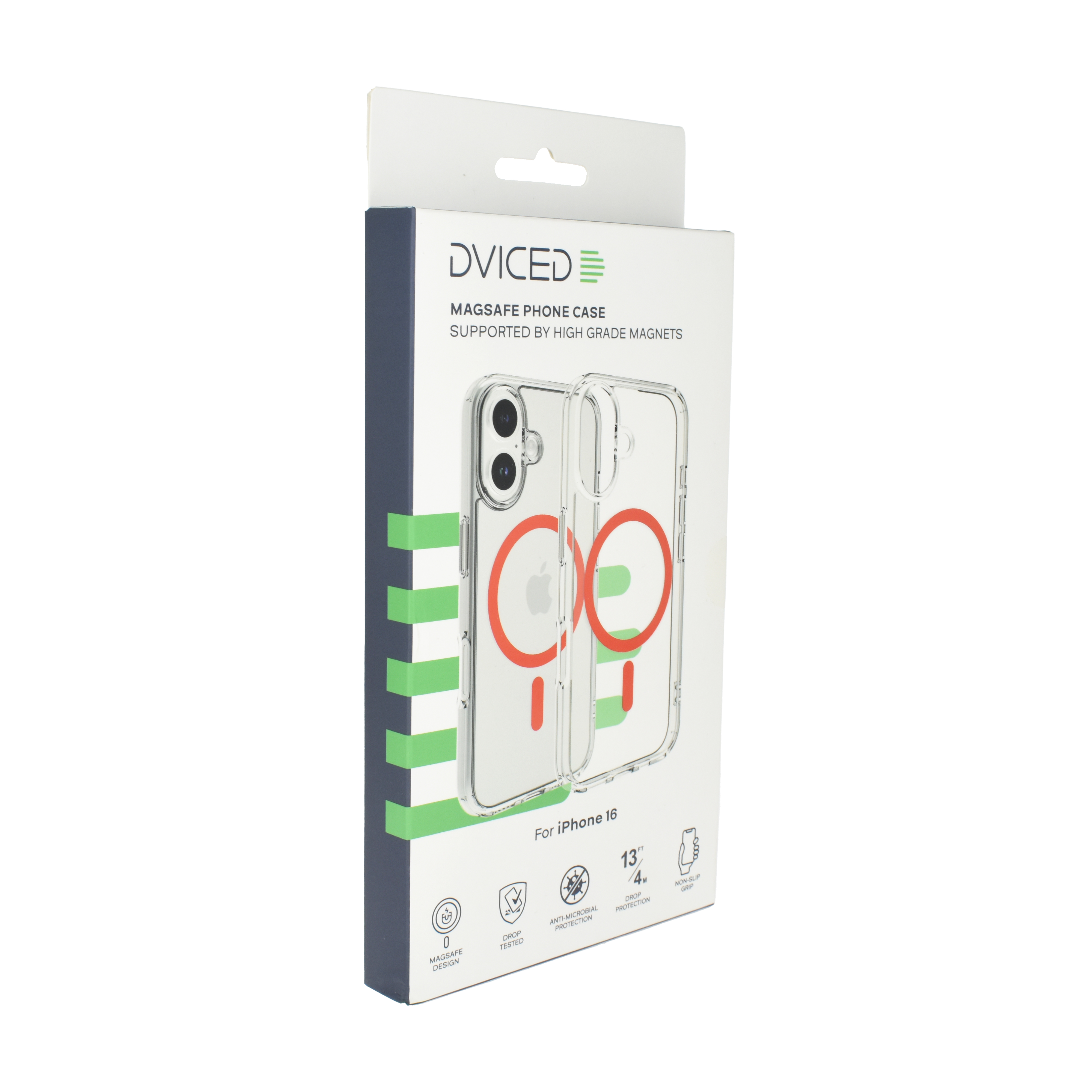 Maska za iPhone 16 DVIDED Magsafe (prozirna, crvena)-1