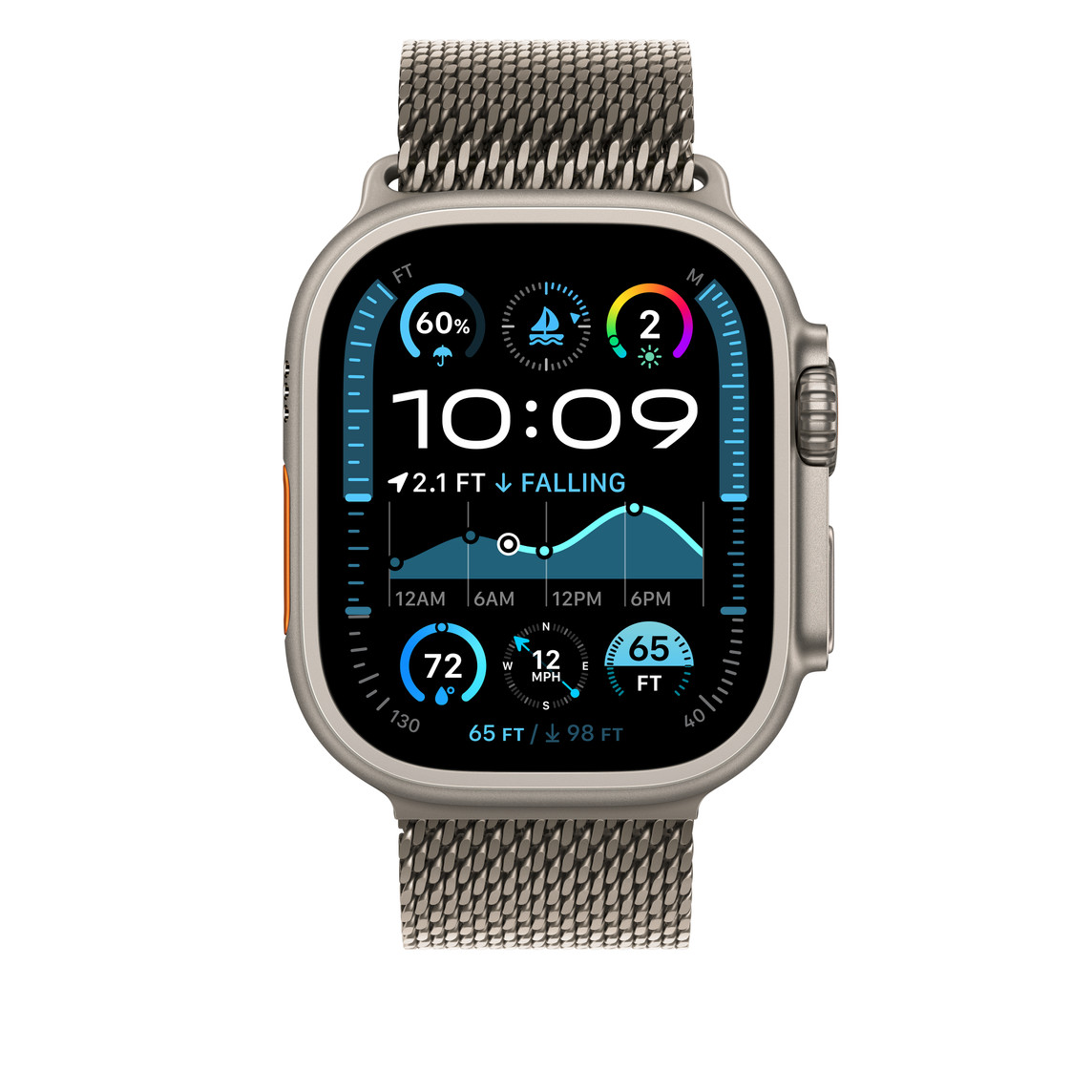 Apple Watch 49mm Milanese Loop: Natural Titanium Milanese Loop - Medium-1