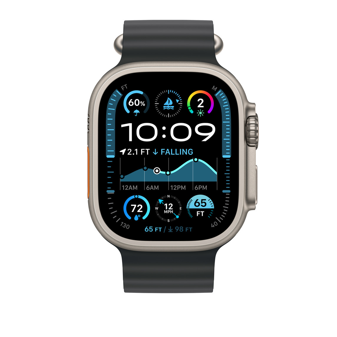 APPLE Watch 49mm Band Black Ocean Band - Natural Titanium Finish-1