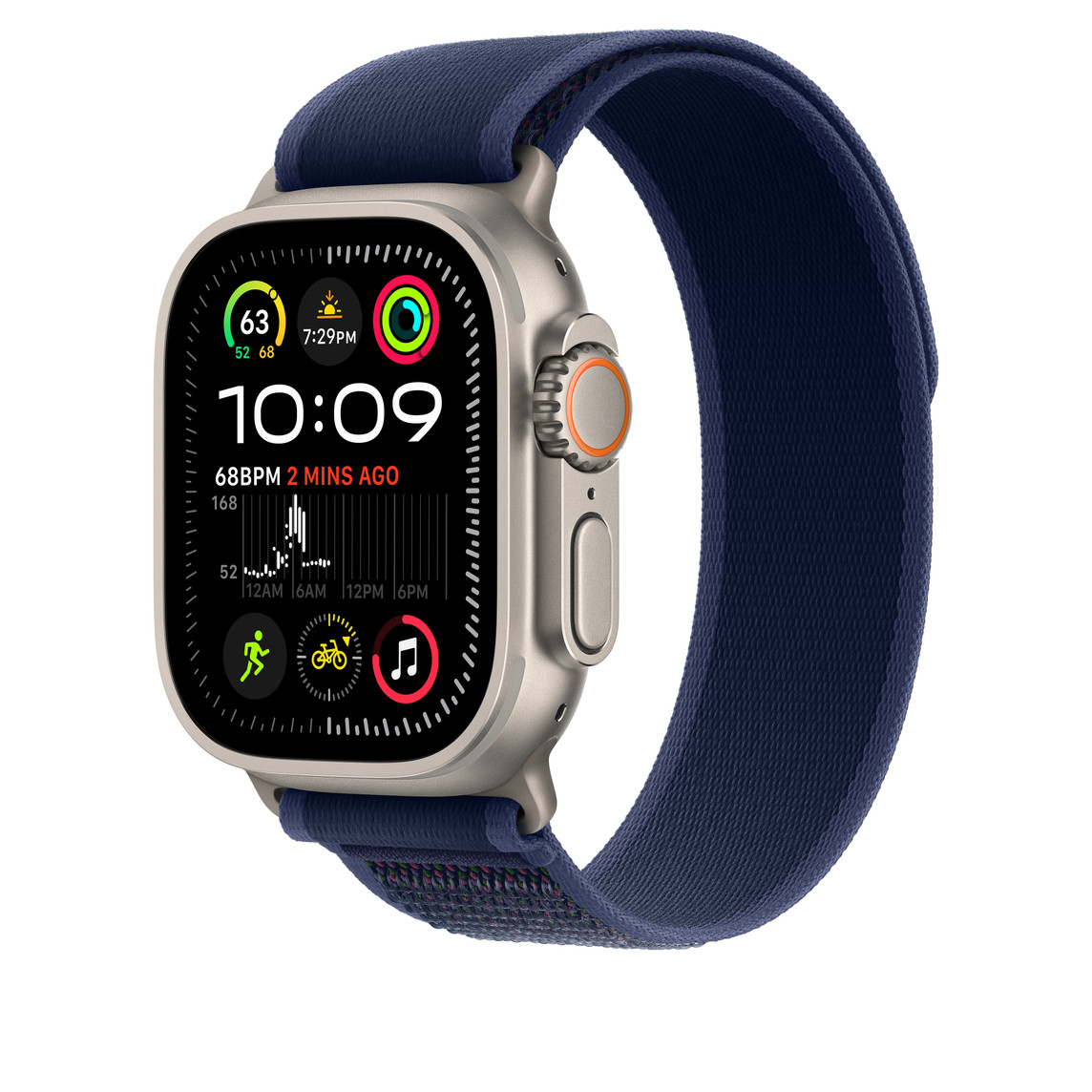 Apple Watch 49mm Loop: Blue Trail Loop - M/L - Natural Titanium Finish-1