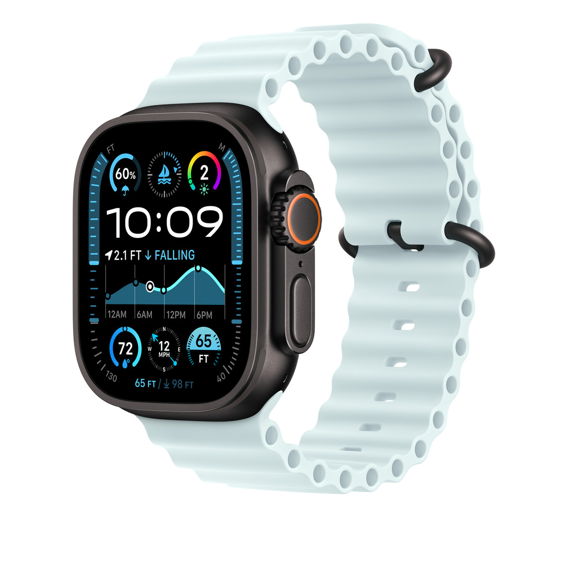 Remen APPLE Watch 49mm Band: Ice Blue Ocean Band Extension - Black Titanium Finish-1