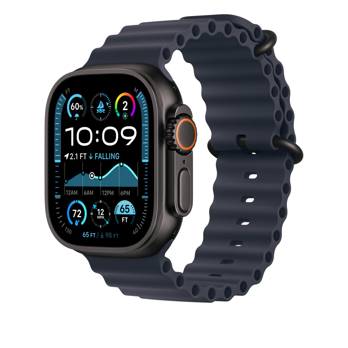 Apple Watch 49mm Band: Navy Ocean Band Extension - Black Titanium Finish-2