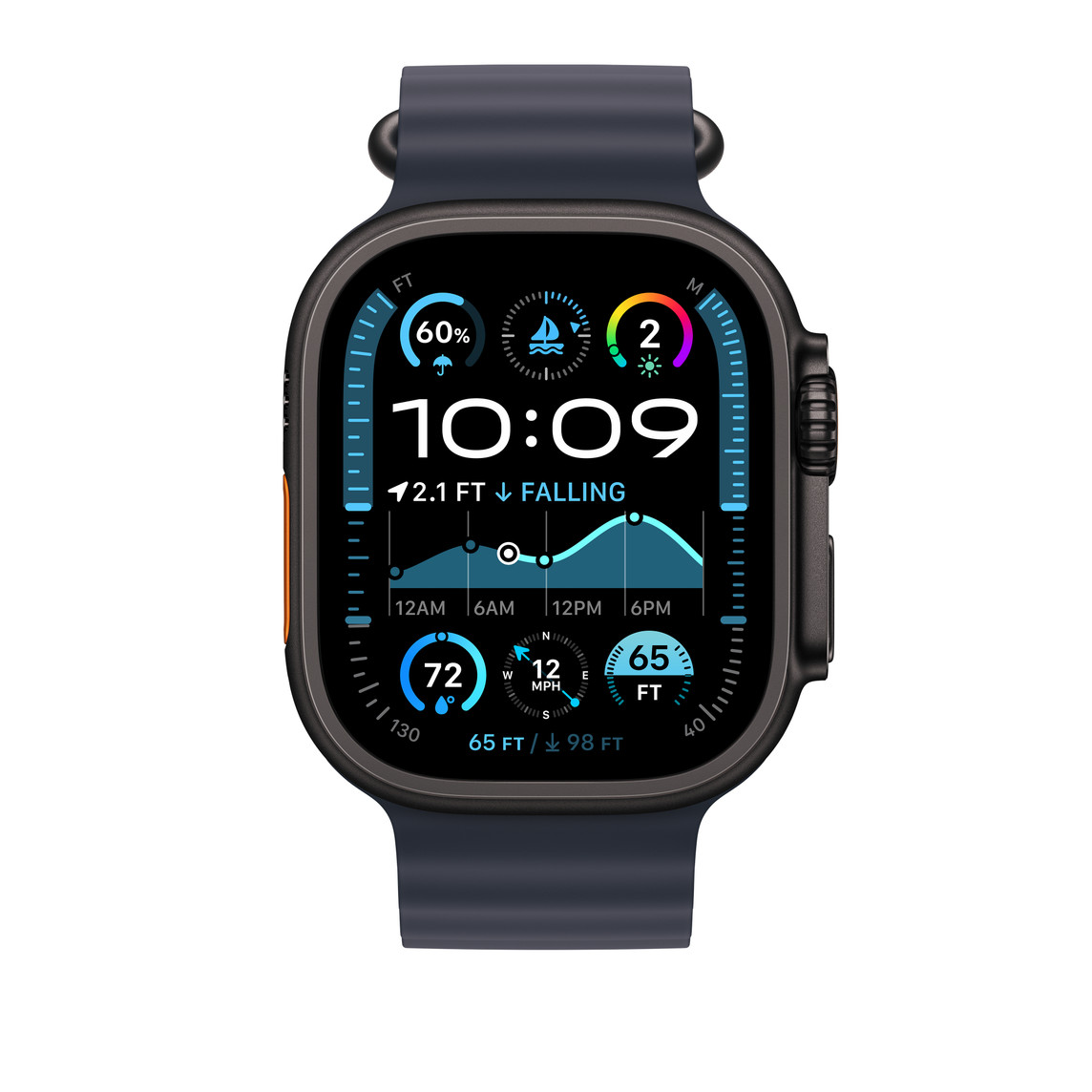 Apple Watch 49mm Band: Navy Ocean Band Extension - Black Titanium Finish-1