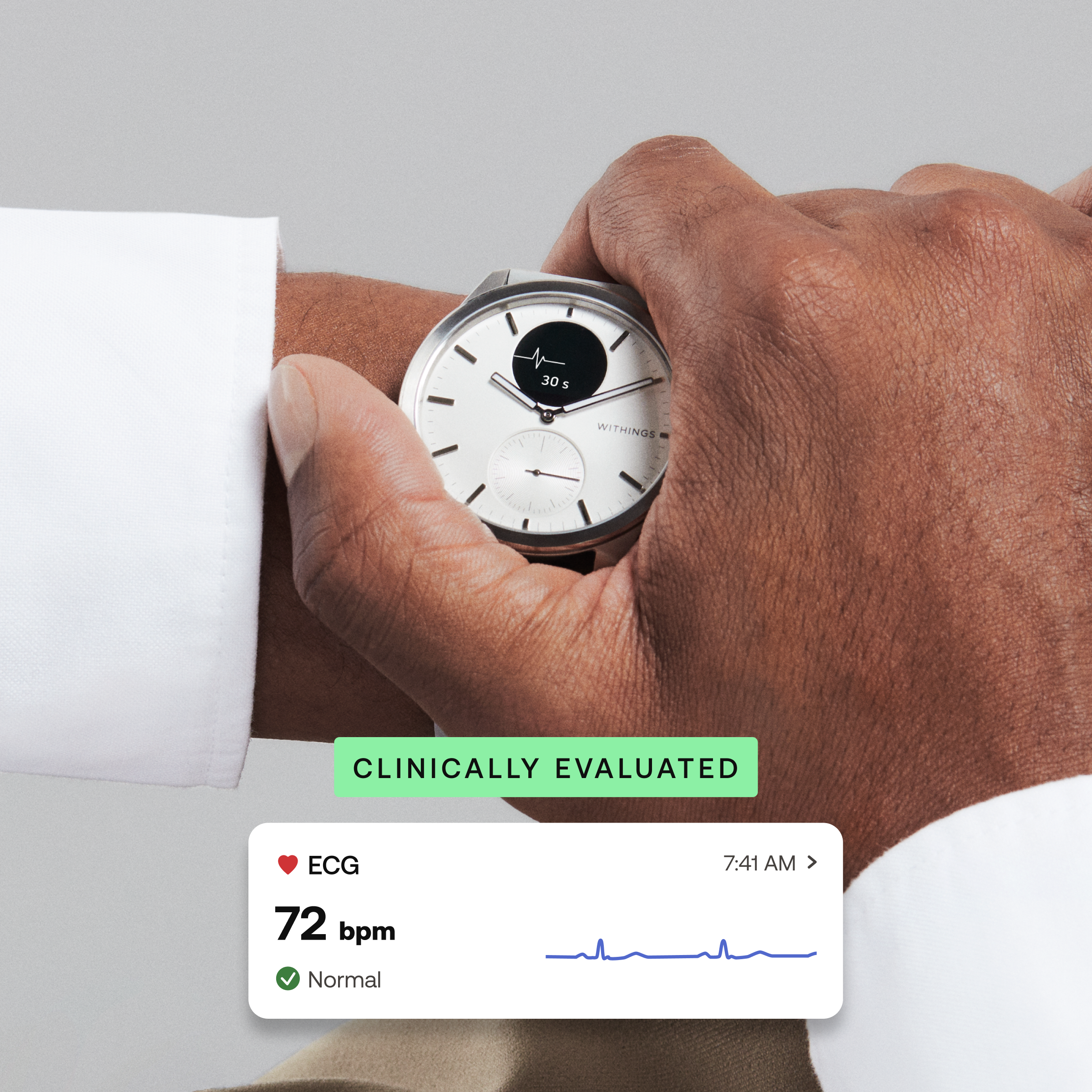 Pametni sat WITHINGS Scanwatch 2 / 42mm (Activity, Sleep Tracker, ECG, Temperature, SPO2 / Stainless steel, fkm wristband, sapphire glass) bijeli-6