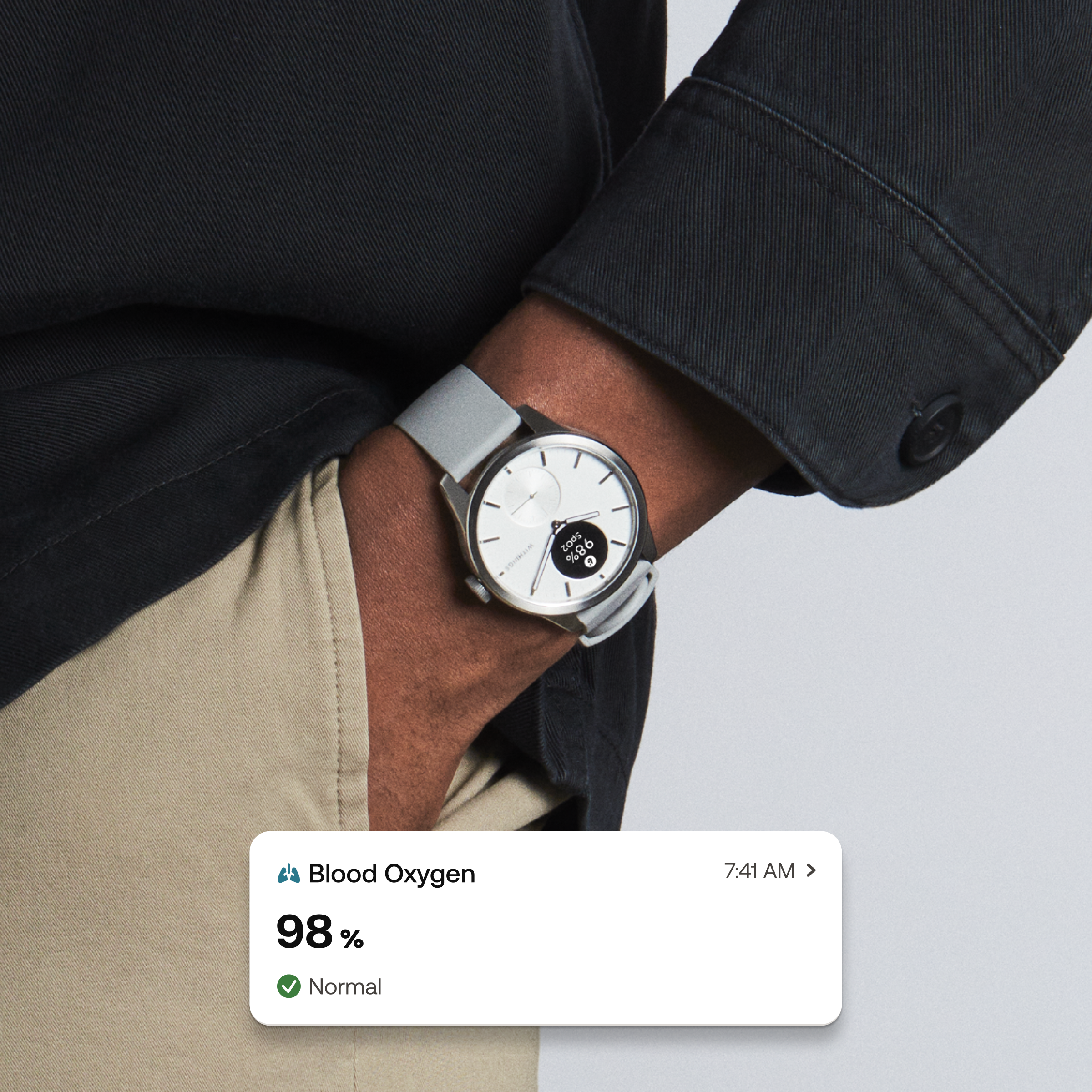 Pametni sat WITHINGS Scanwatch 2 / 42mm (Activity, Sleep Tracker, ECG, Temperature, SPO2 / Stainless steel, fkm wristband, sapphire glass) bijeli-8