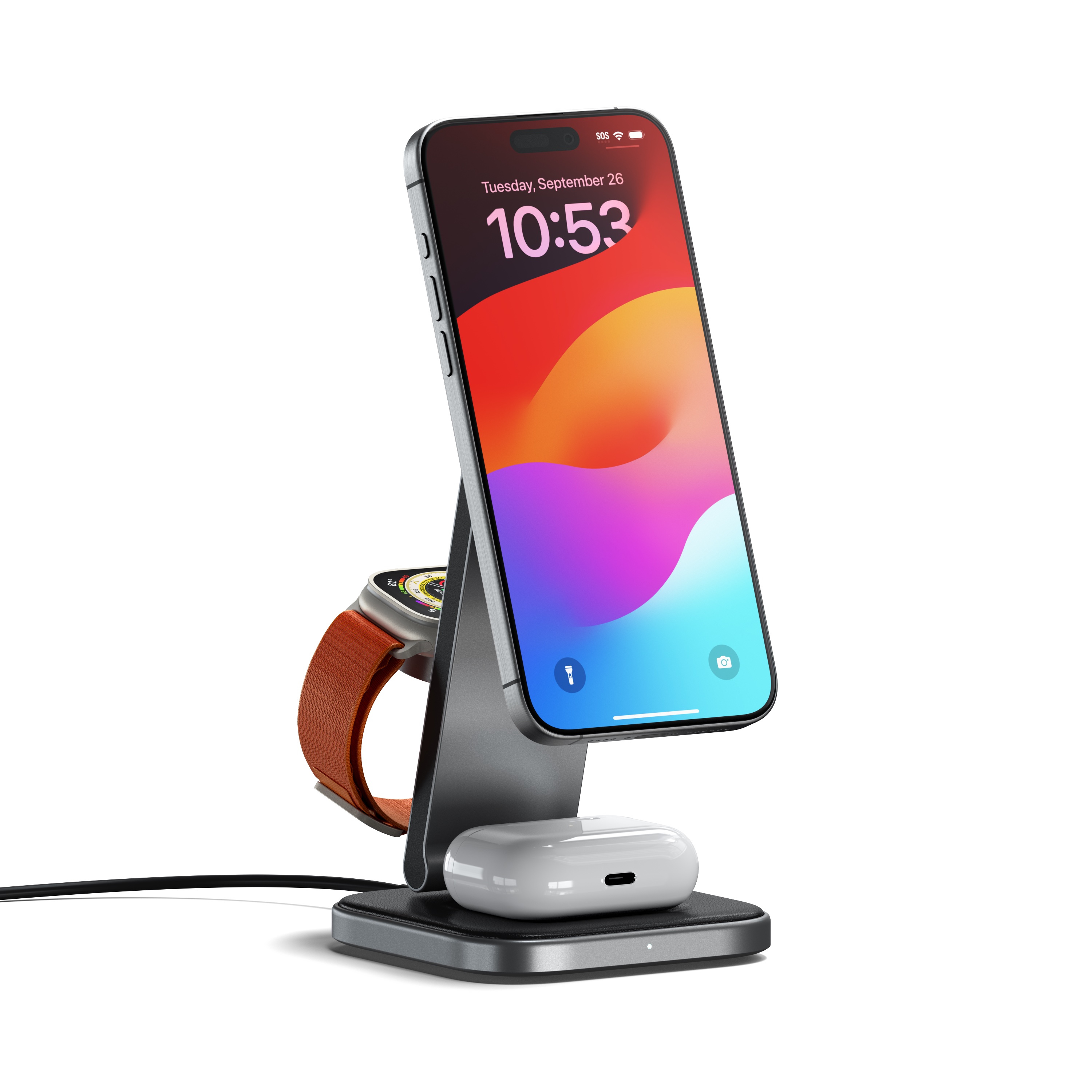 Bežični punjač SATECHI 3-in-1 Foldable Qi2 - Space Gray-0