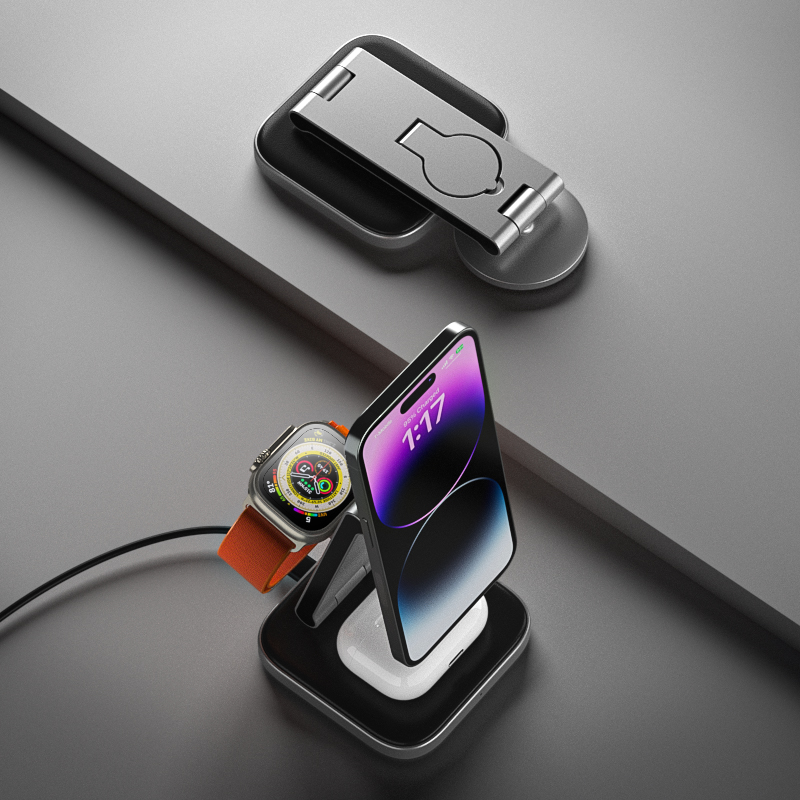 Bežični punjač SATECHI 3-in-1 Foldable Qi2 - Space Gray-3