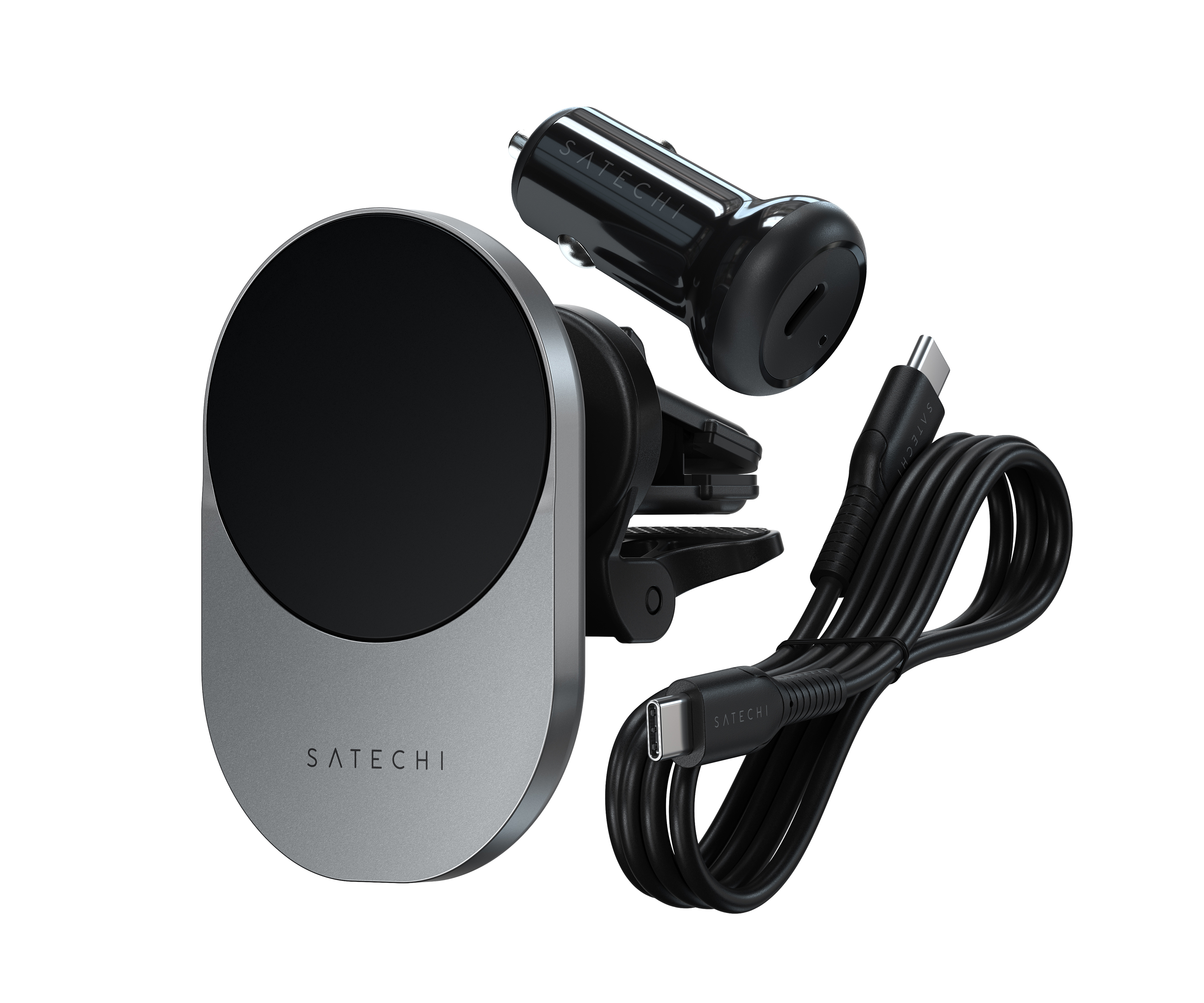 Bežični punjač za auto SATECHI Qi2 - Space Gray-2