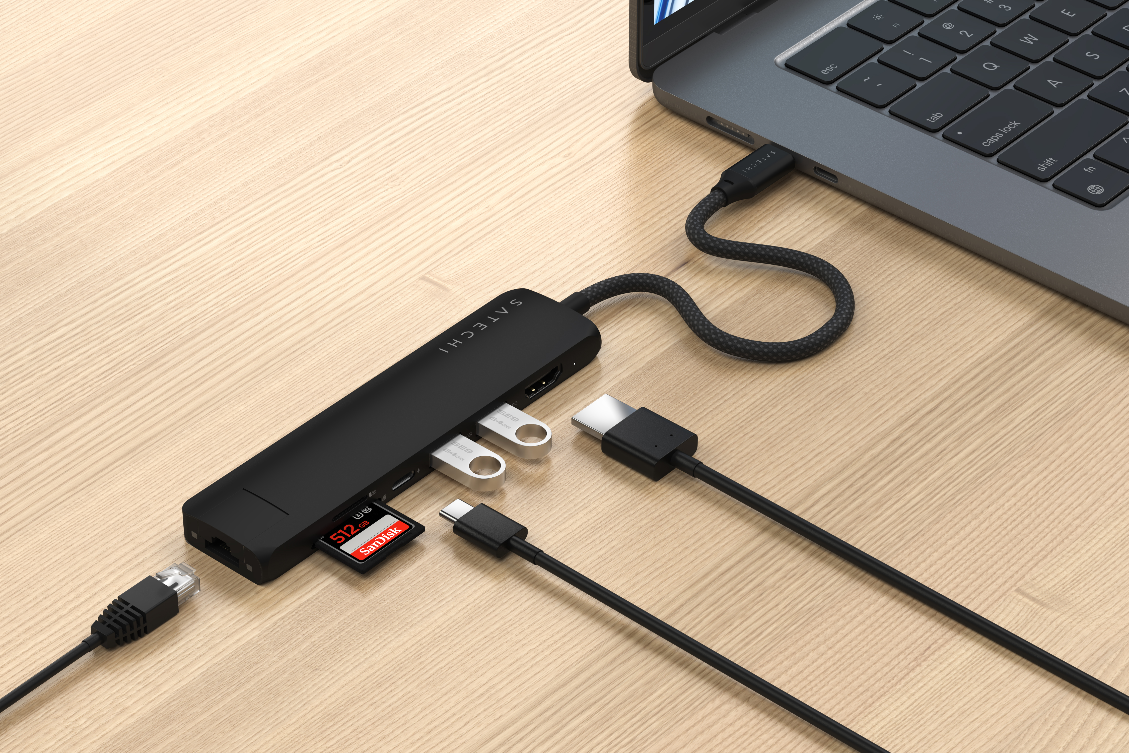 Adapter SATECHI 7-in-1 USB-C Slim Multiport s Ethernetom - Crni-2