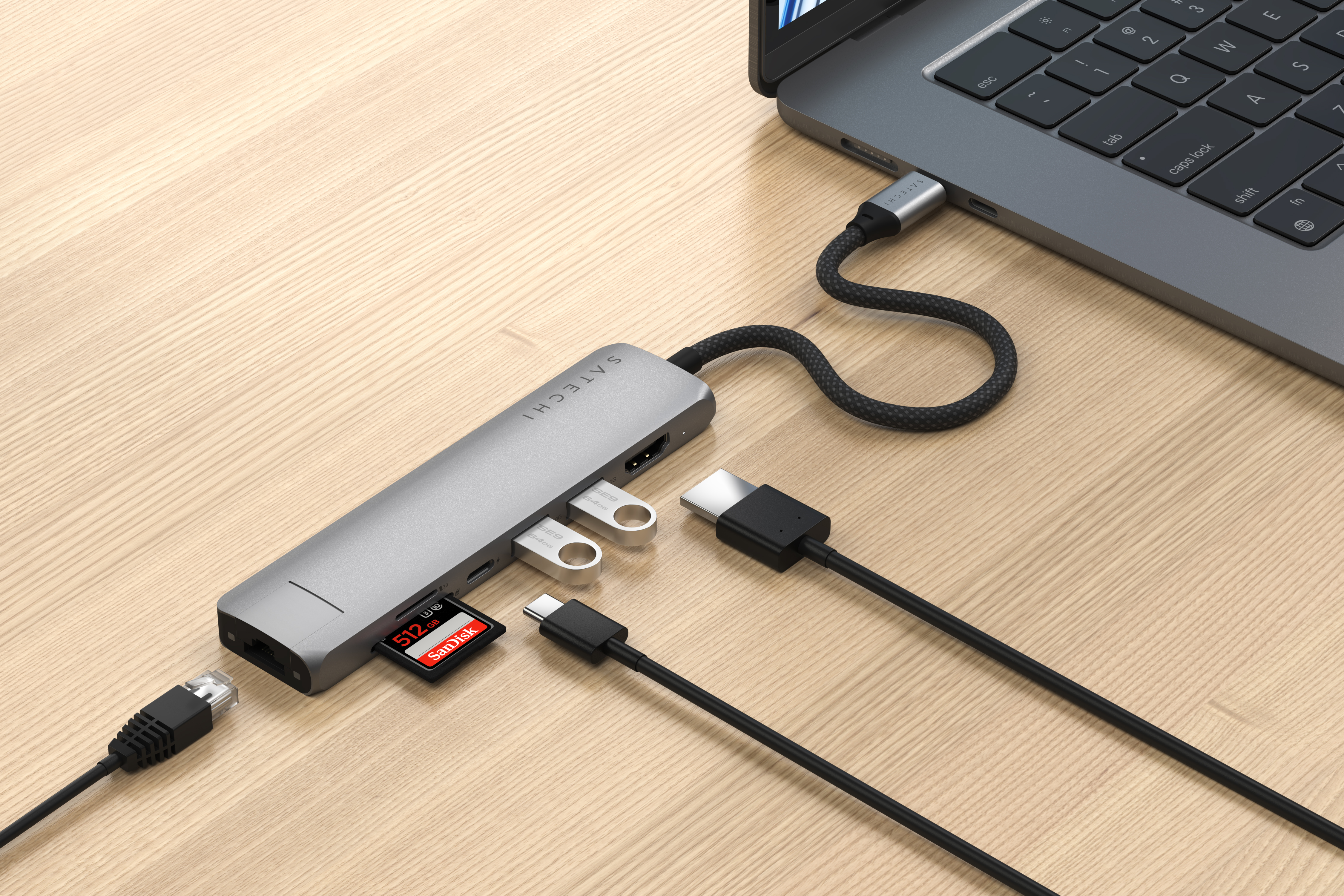 Adapter SATECHI 7-in-1 USB-C Slim Multiport s Ethernetom - Space Grey-1