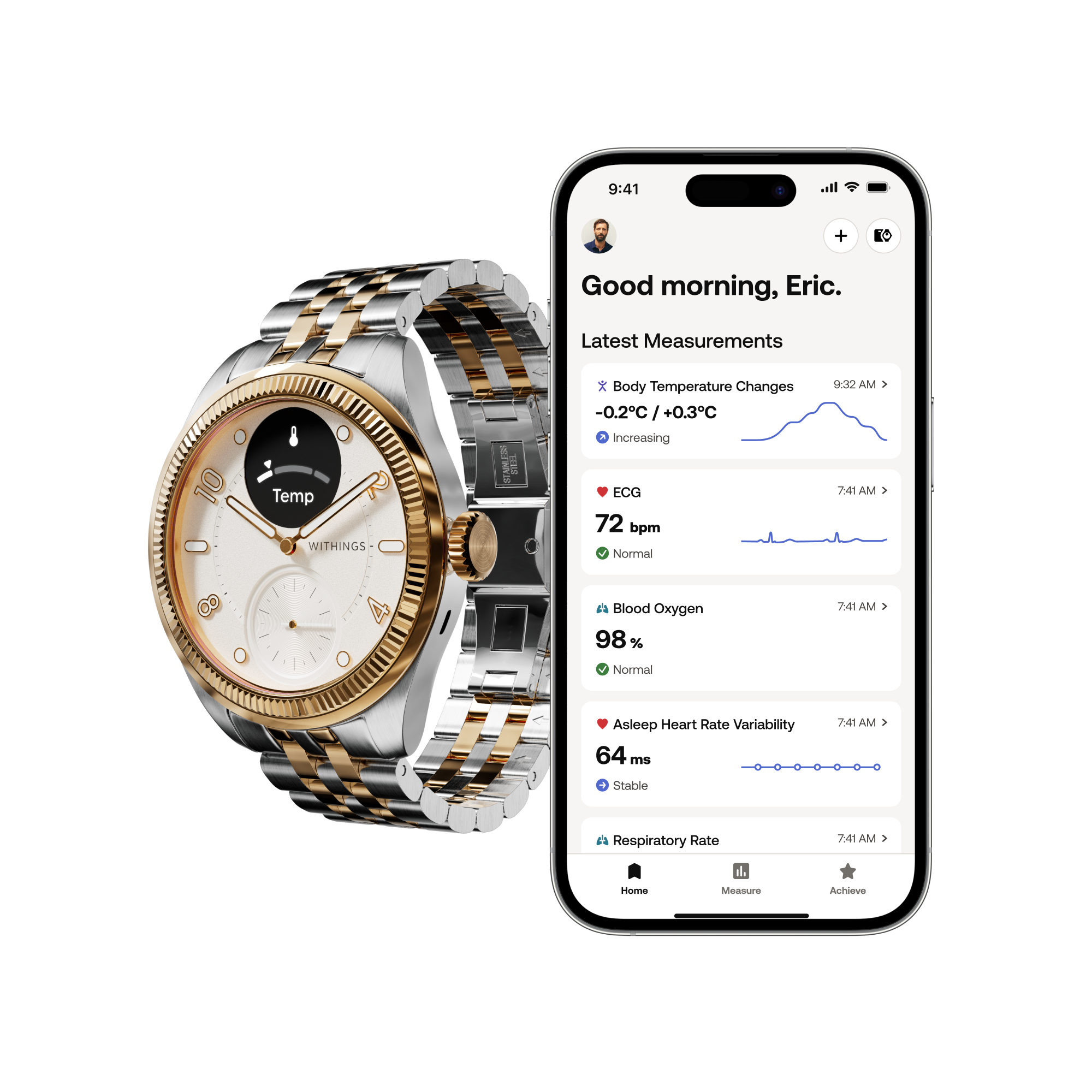 Pametni sat WITHINGS ScanWatch Nova Brilliant 39mm zlatni-10