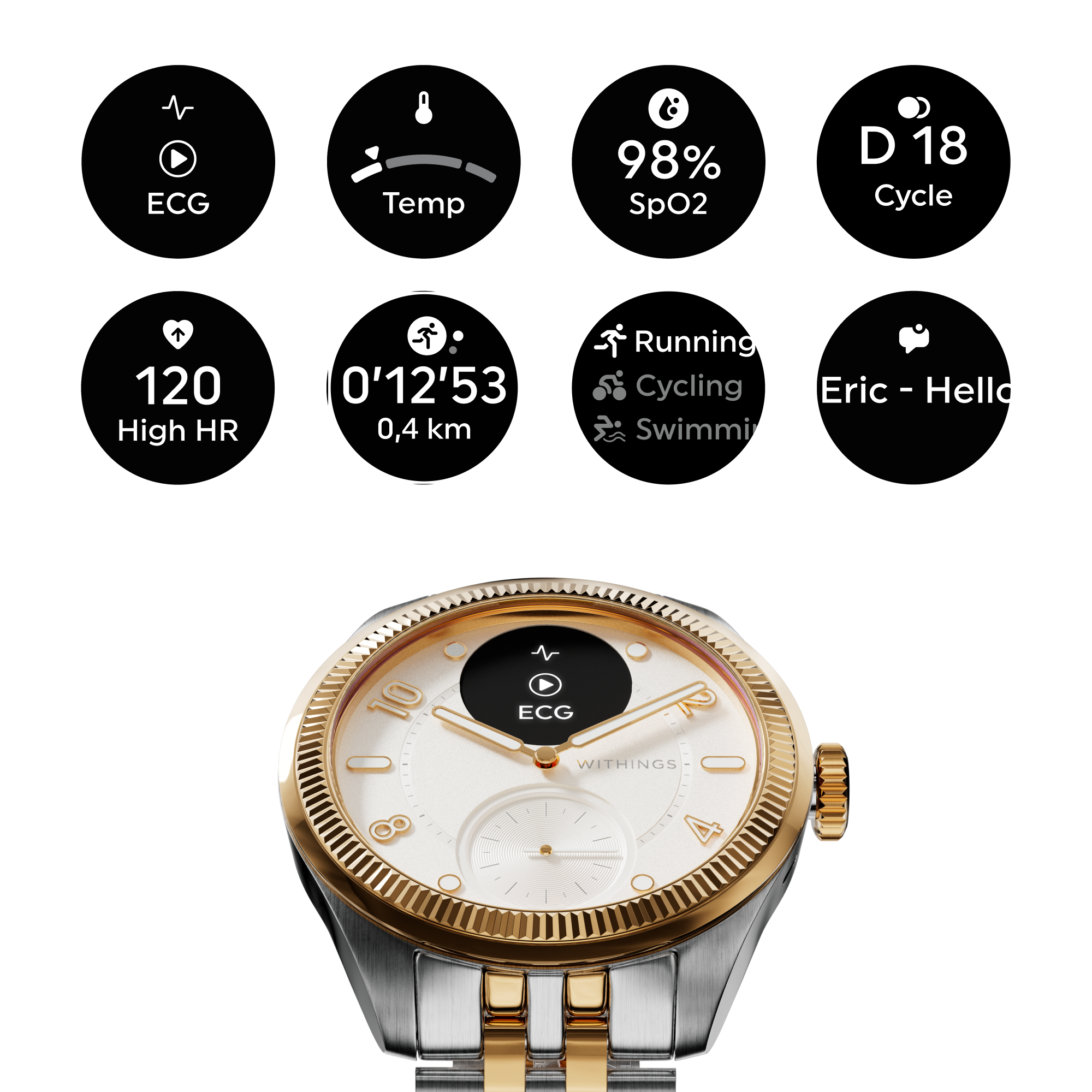 Pametni sat WITHINGS ScanWatch Nova Brilliant 39mm zlatni-8