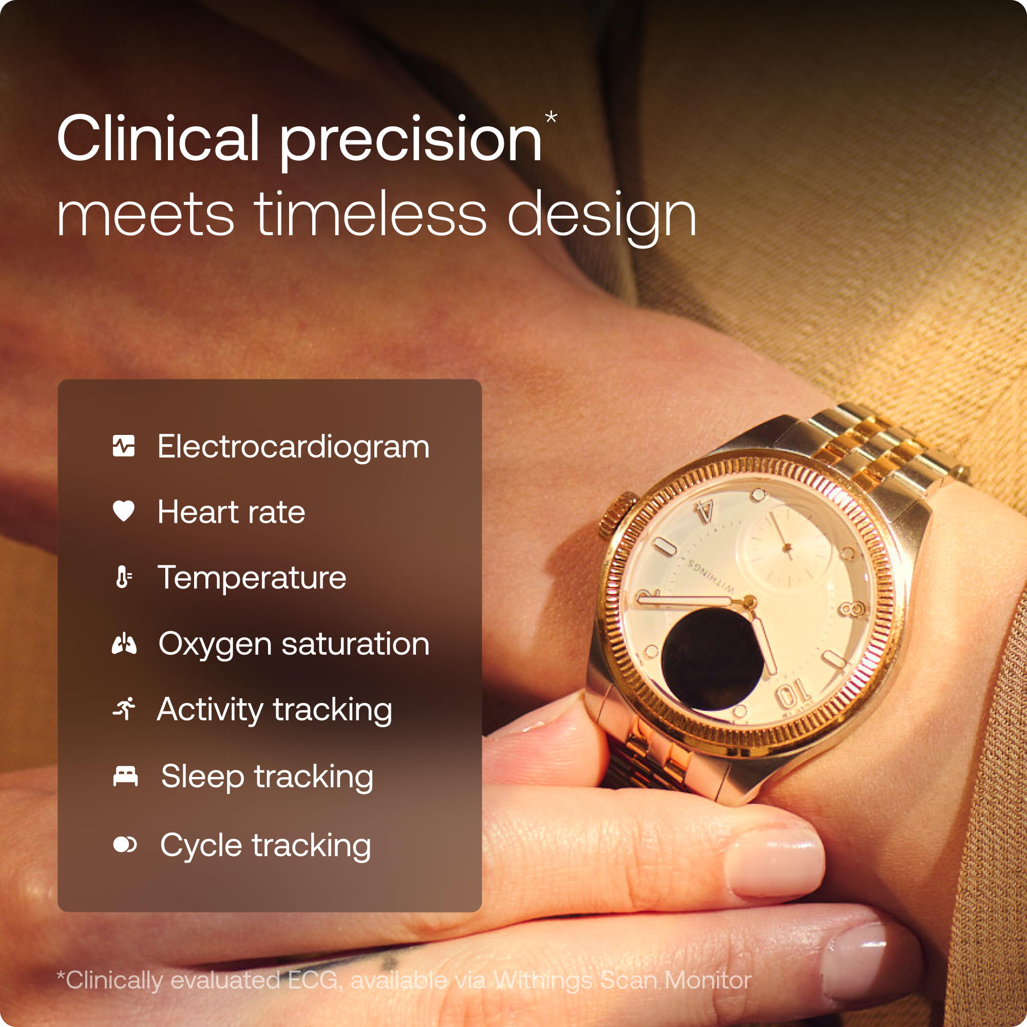 Pametni sat WITHINGS ScanWatch Nova Brilliant 39mm zlatni-2