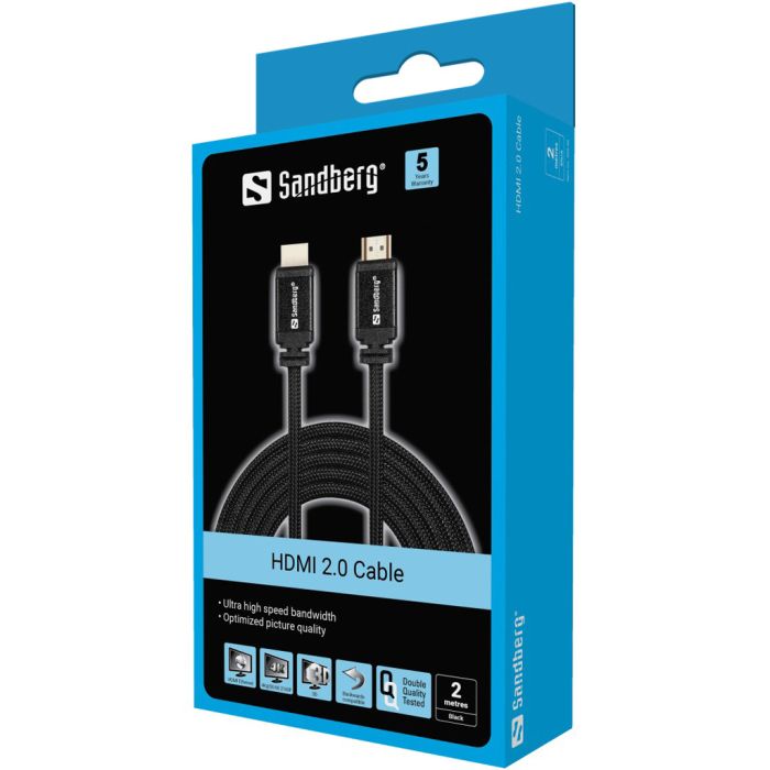 HDMI 2.0 4k kabel SANDBERG, 2m (za Blu-Ray uređaje, igraće konzole, TV s HDMI priključkom)-2