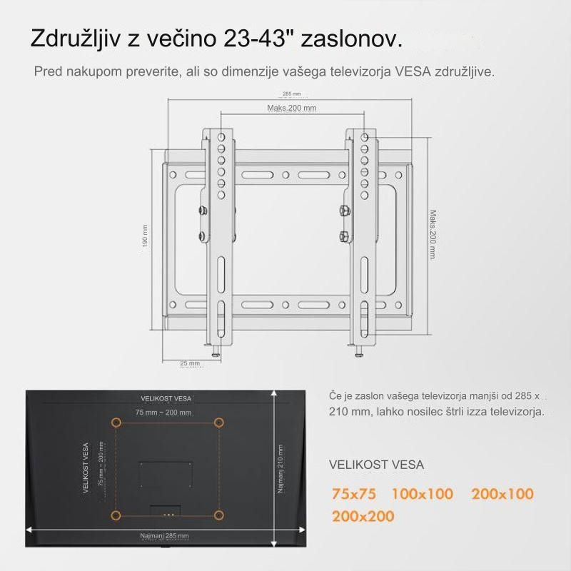 Nagibni Nosač za TV zidni VONHAUS (17-37.5'', do 75kg)-5
