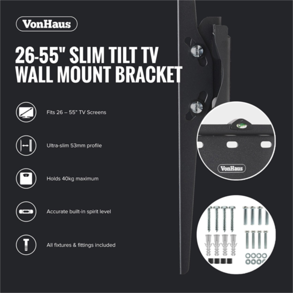 Nosač za TV zidni VONHAUS (26"- 55'', do 40 kg, nagib -12° +12°)-7