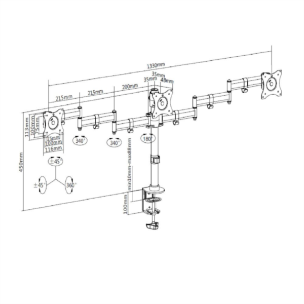 Nosač za tri monitora VONHAUS (do 27'')-5