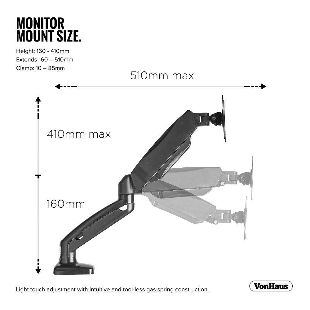 Nosač za monitor VONHAUS (stolni/jednostruki, 17-32", plinska opruga)-2