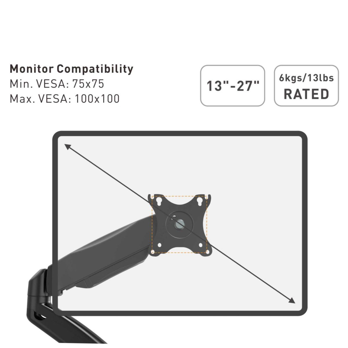 Nosač za monitor VONHAUS (stolni/jednostruki, 17-32", plinska opruga)-8