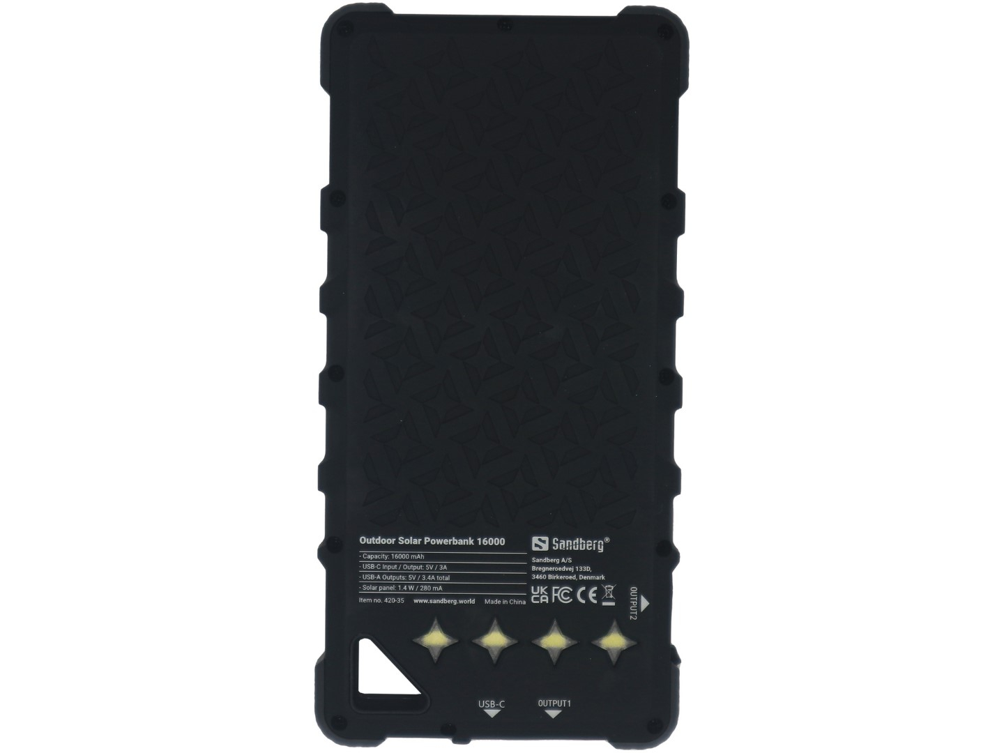 Prijenosna baterija na solarni pogon Sandberg Outdoor Solar Powerbank 16000 (IP67)-1