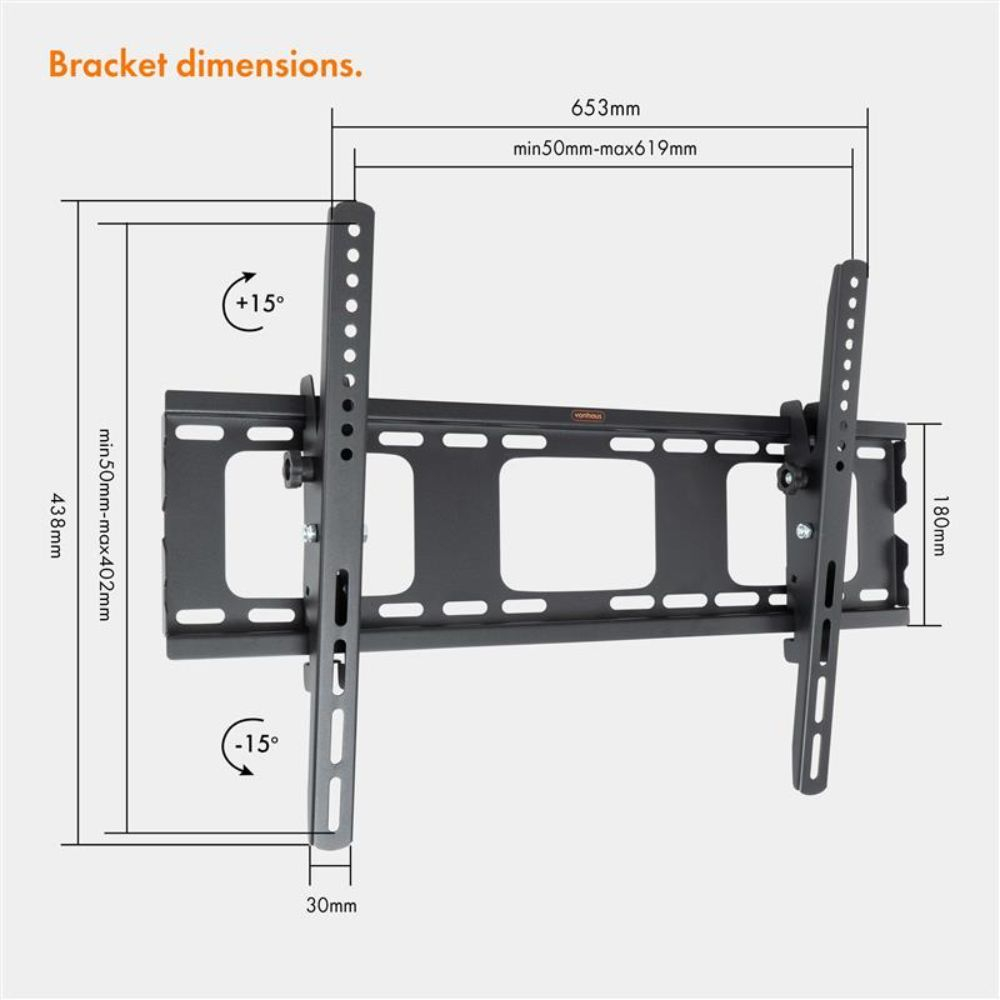 Nosač za TV zidni VONHAUS (32"- 70'', do 75kg, nagib -15 °+15)-4