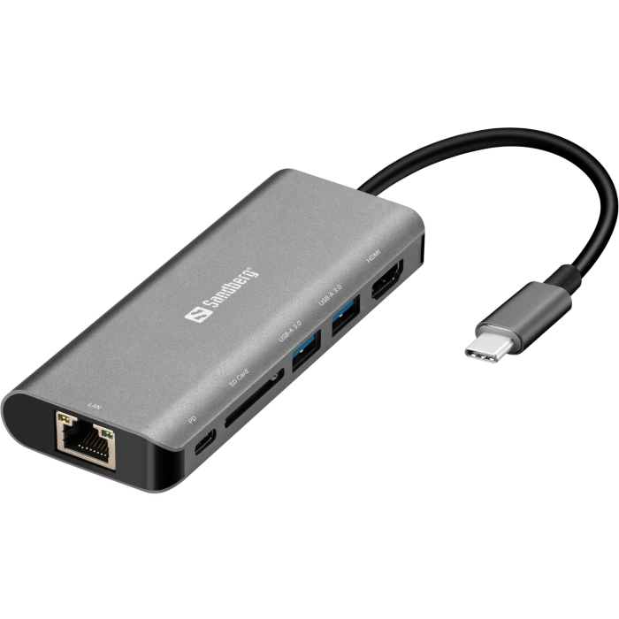 Priključna stanica USB-C Dock HDMI + LAN + SD + USB, 61W Sandberg-3