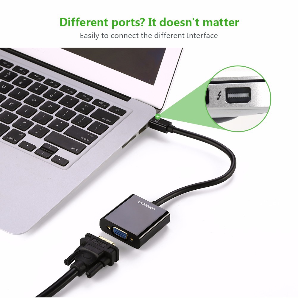 Kabel Mini DP na VGA pretvarač UGREEN (15 cm) crna-3