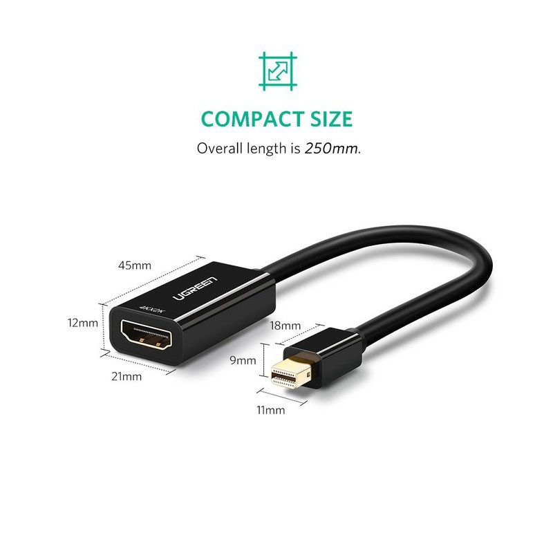 Kabel Mini DP na HDMI UGREEN (F, 4K, adapter) crna-3