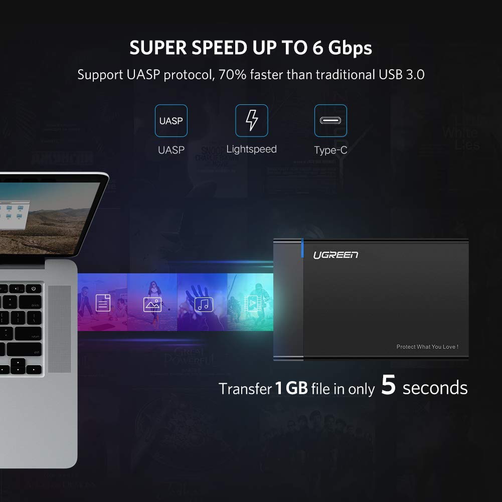 Kućište za HDD UGREEN (s USB-C ulazom, 2.5'') crna-3