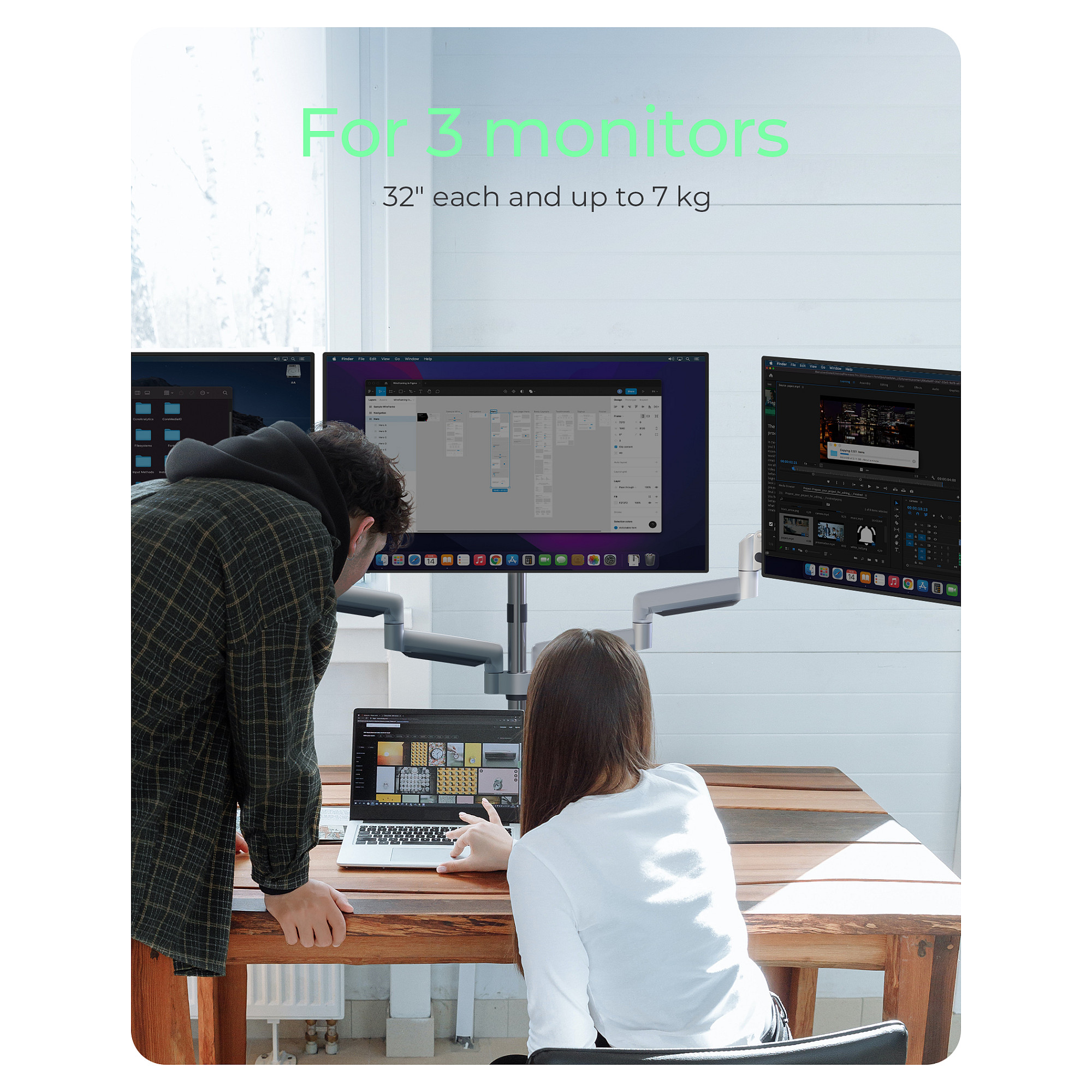 Nosač za monitor stolni ICYBPOX IB-MS505-TI (za 3 monitora do 32", do 7 kg po nosaču)-17