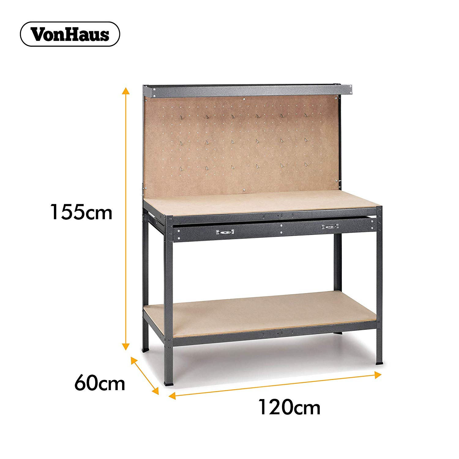 Radni stol VONHAUS s perforiranom pločom (120cm, nosivost 230kg)-1