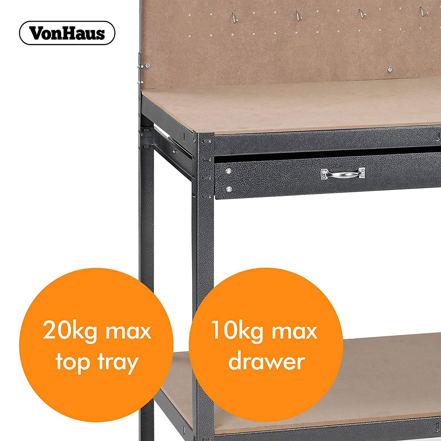 Radni stol VONHAUS s perforiranom pločom (120cm, nosivost 230kg)-2