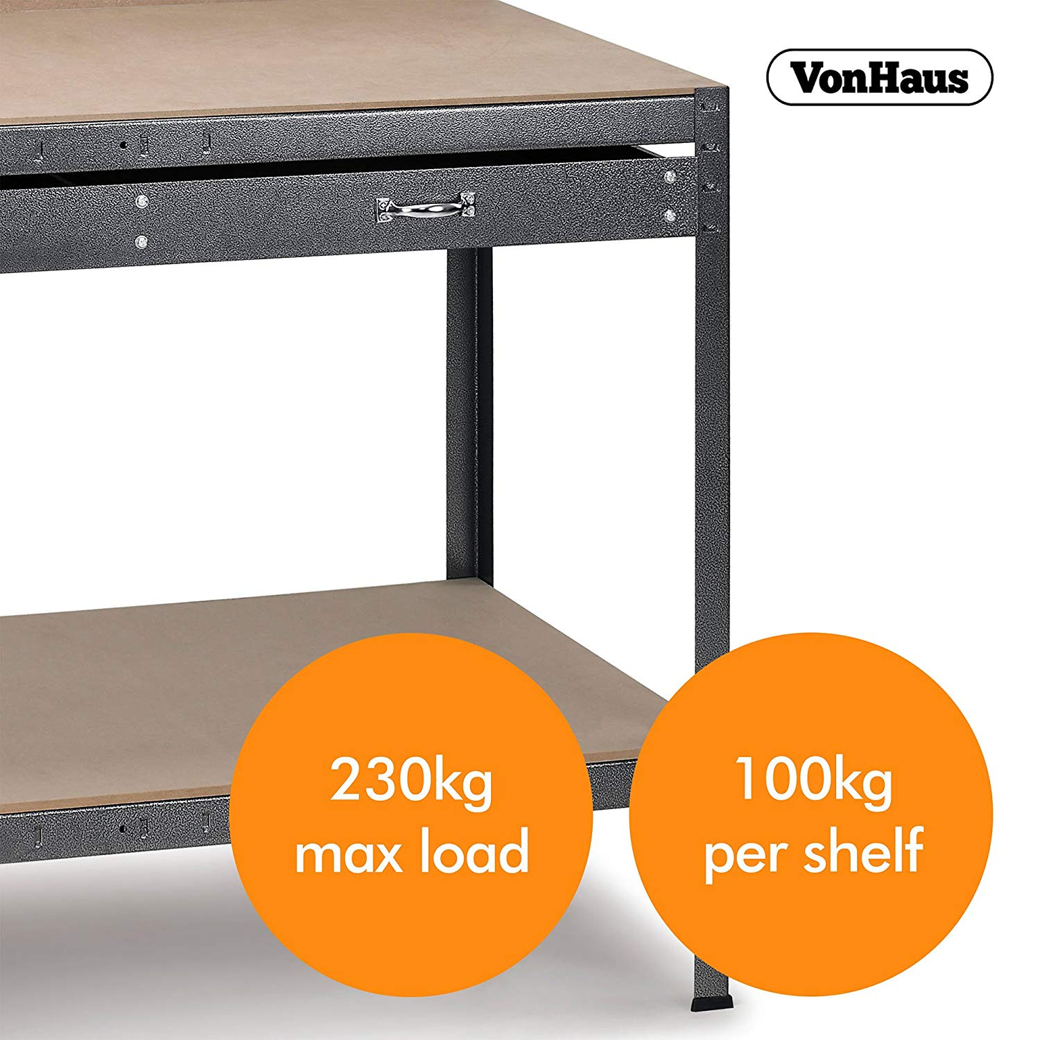 Radni stol VONHAUS s perforiranom pločom (120cm, nosivost 230kg)-3