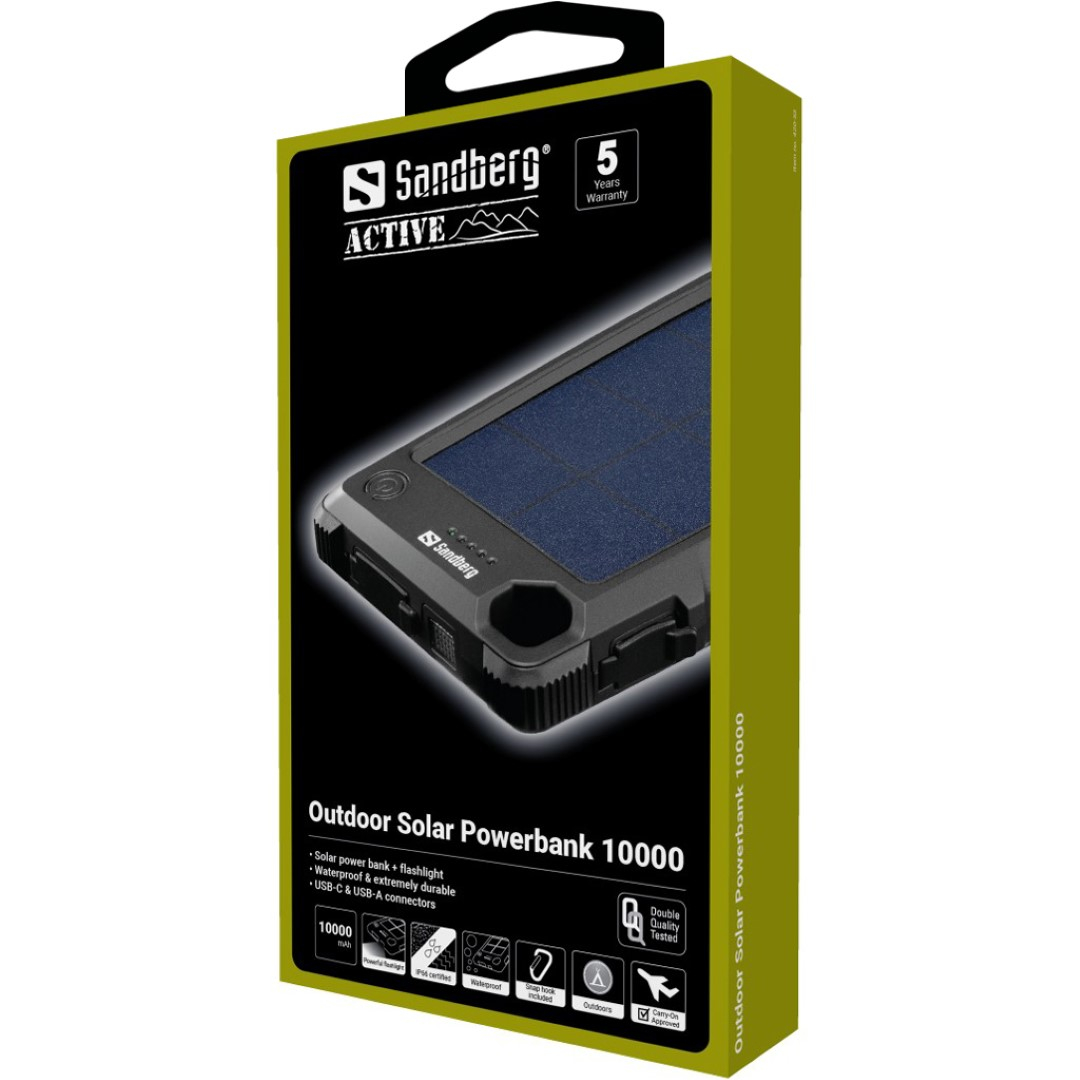 Prijenosna baterija na solarni pogon Sandberg Outdoor Solar Powerbank 10000-1