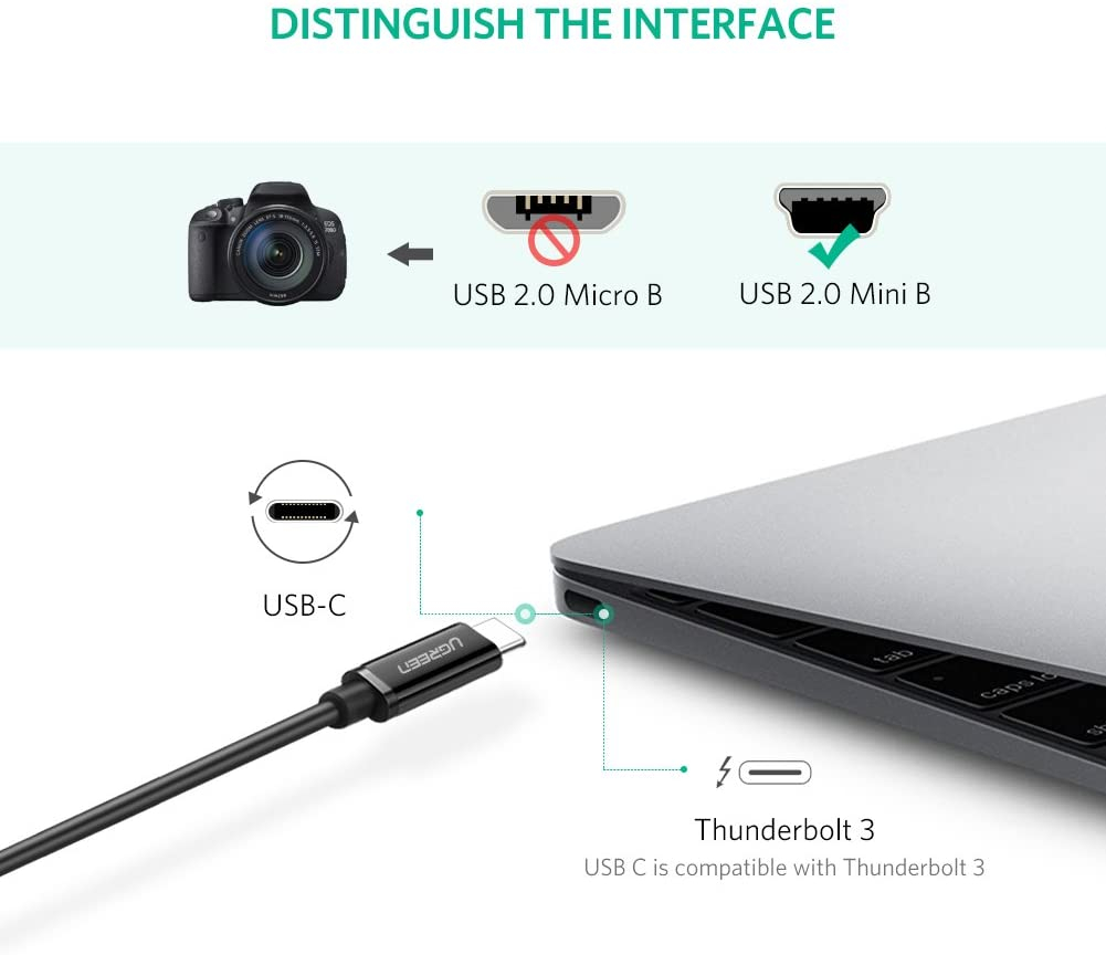 Kabel USB-C UGREEN (USB-C 2.0 na Mini USB 5Pin, M/M)-1
