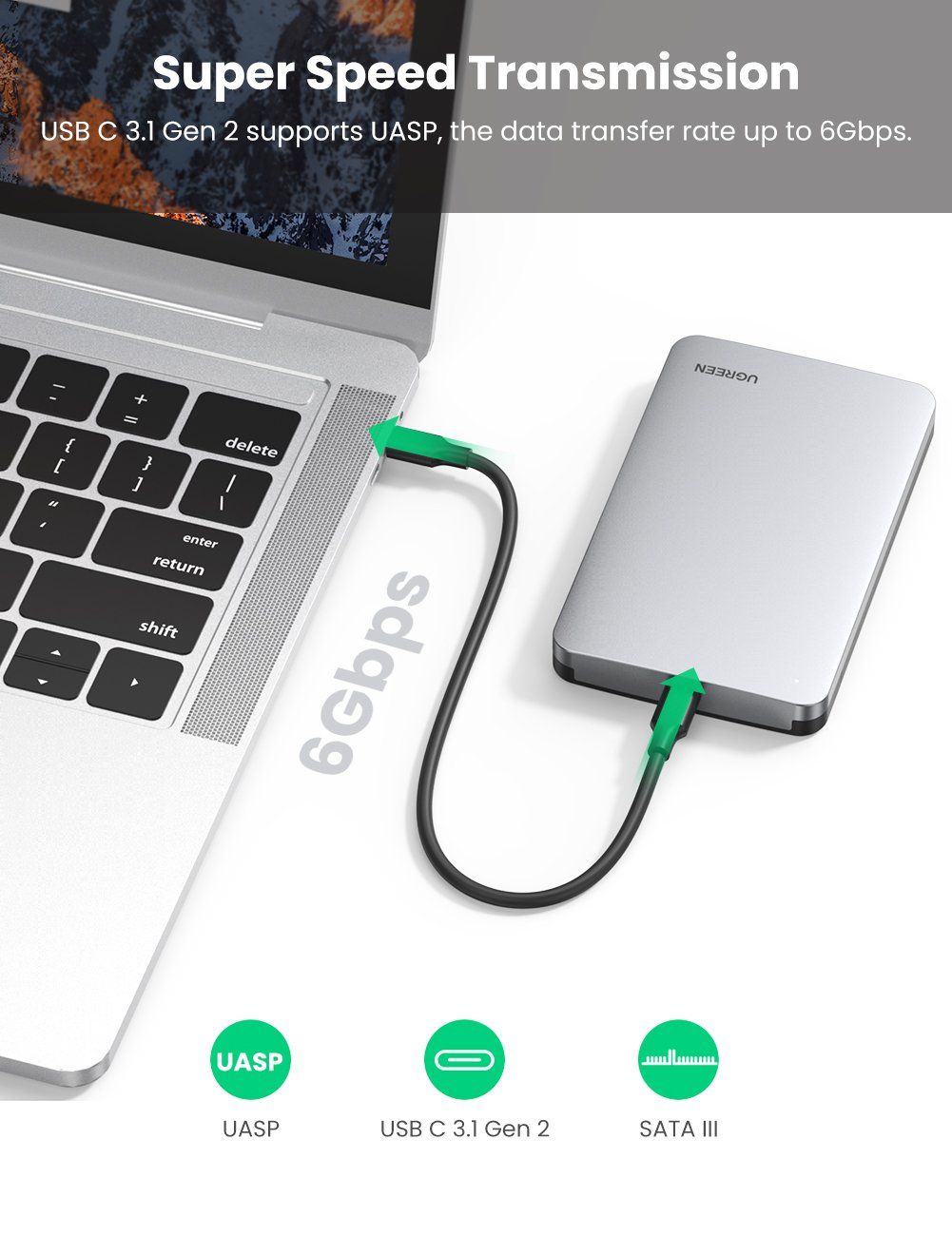 Kućište za SATA disk UGREEN (2.5'') srebrna-6
