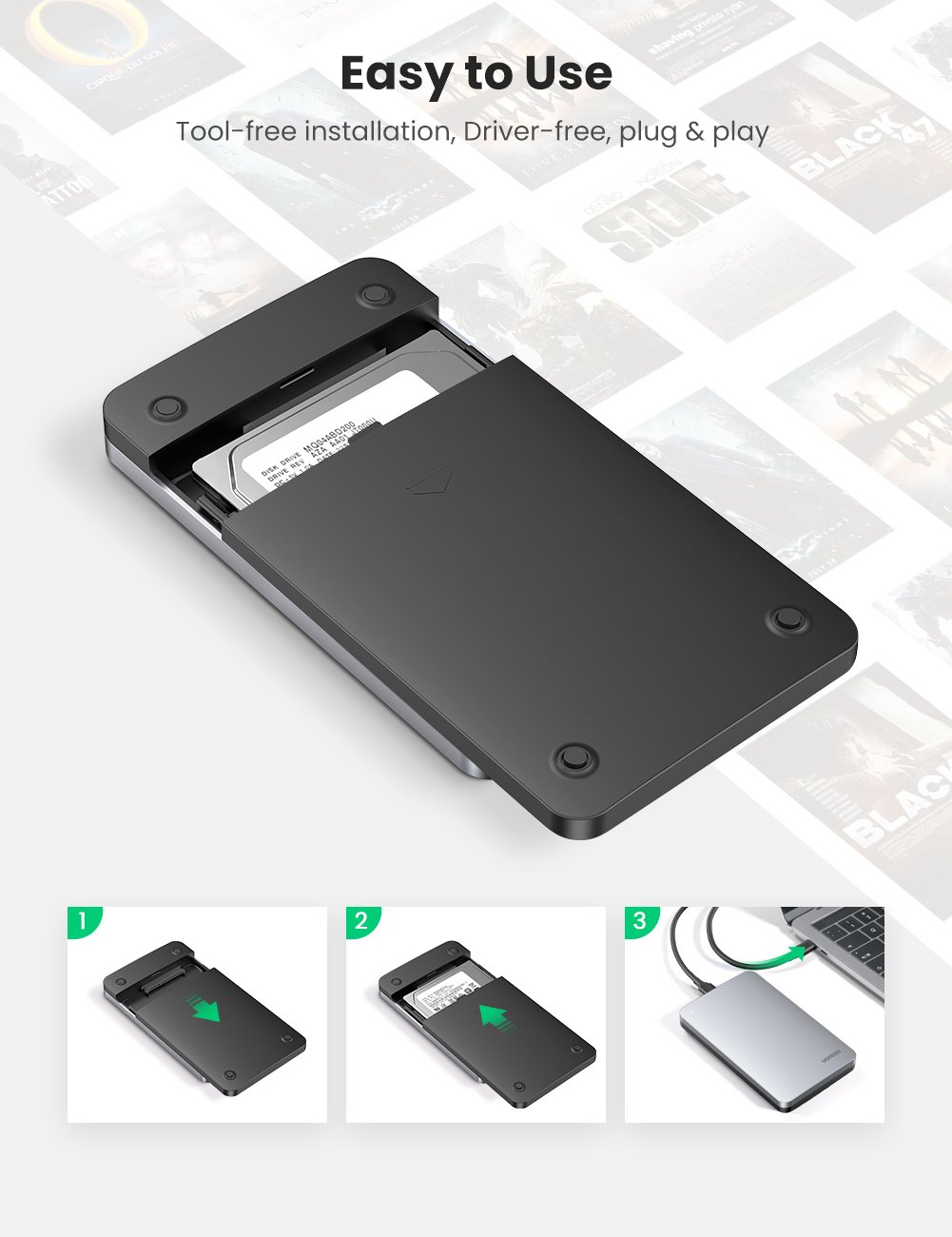 Kućište za SATA disk UGREEN (2.5'') srebrna-7