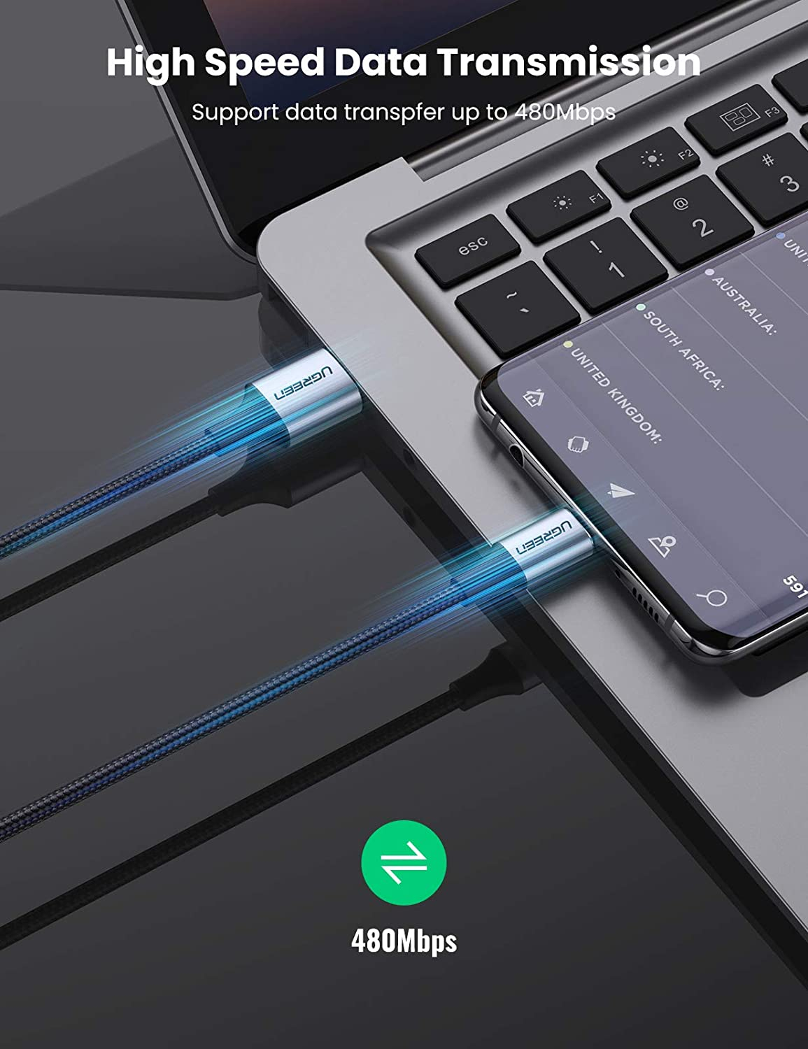 Kabel USB A na USB-C UGREEN (USB 2.0, 2 m) crna-4