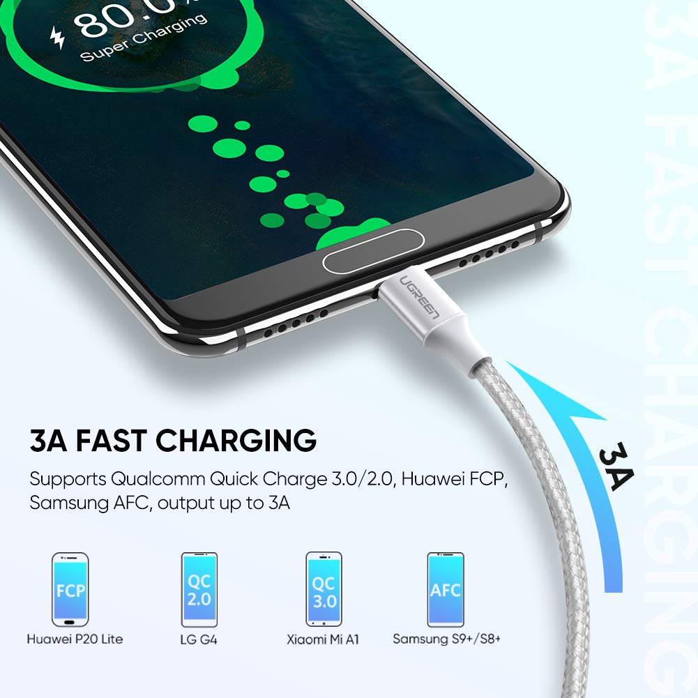 Kabel USB A na USB-C UGREEN (USB 2.0, 0.25 m) bijela-6