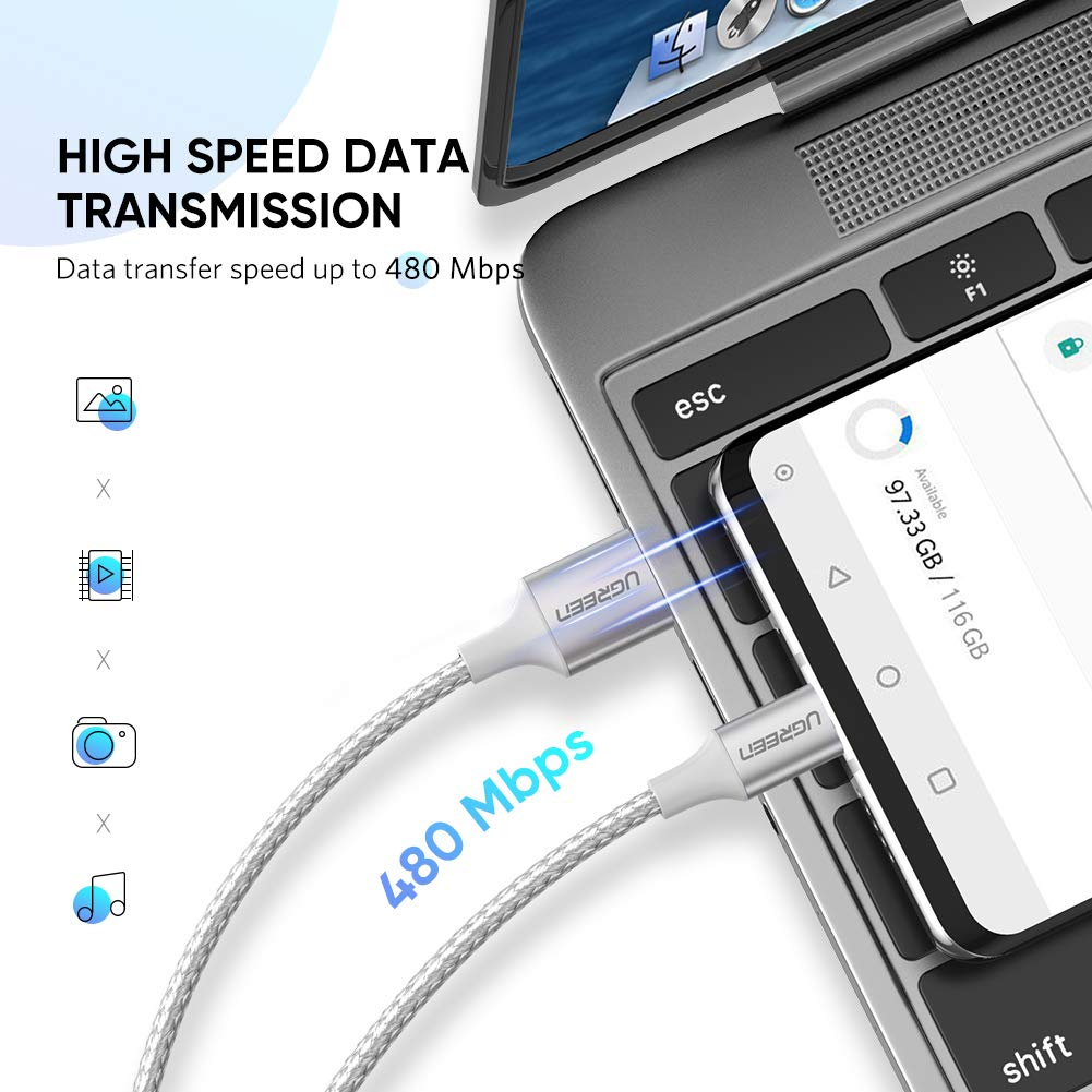 Kabel USB A na USB-C UGREEN (USB 2.0, 0.25 m) bijela-1