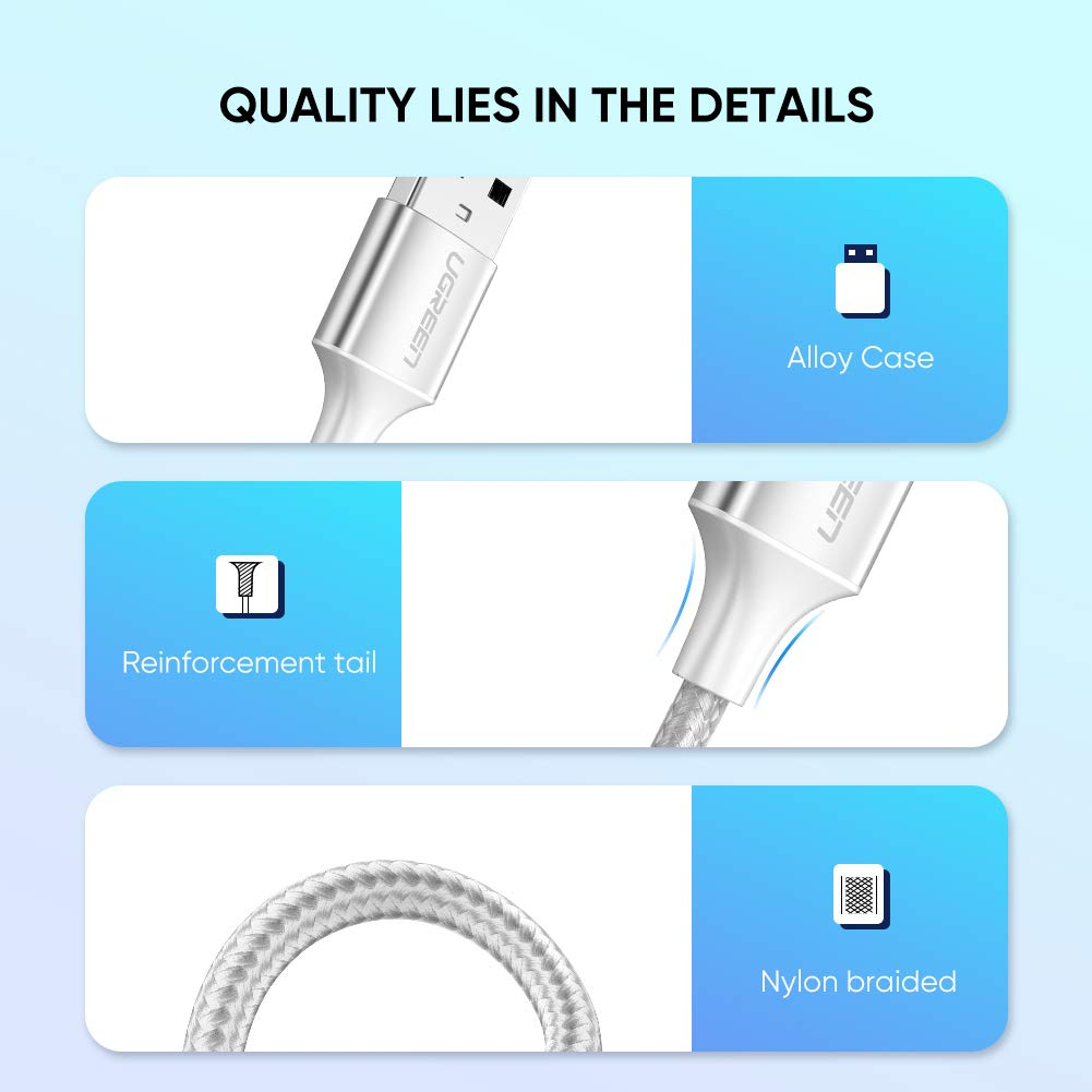Kabel USB A na USB-C UGREEN (USB 2.0, 0.25 m) bijela-7