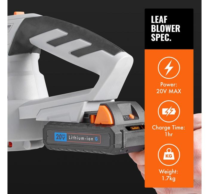 Akumulatorski puhač za lišće VONHAUS G-Series (max. 20V, 12,000 rpm, 12 minuta rada, 1 sat punjenja, 1.71kg)-3