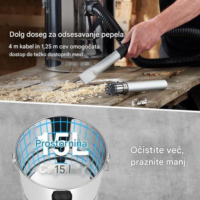 Usisavač za pepeo VONHAUS 15L-11