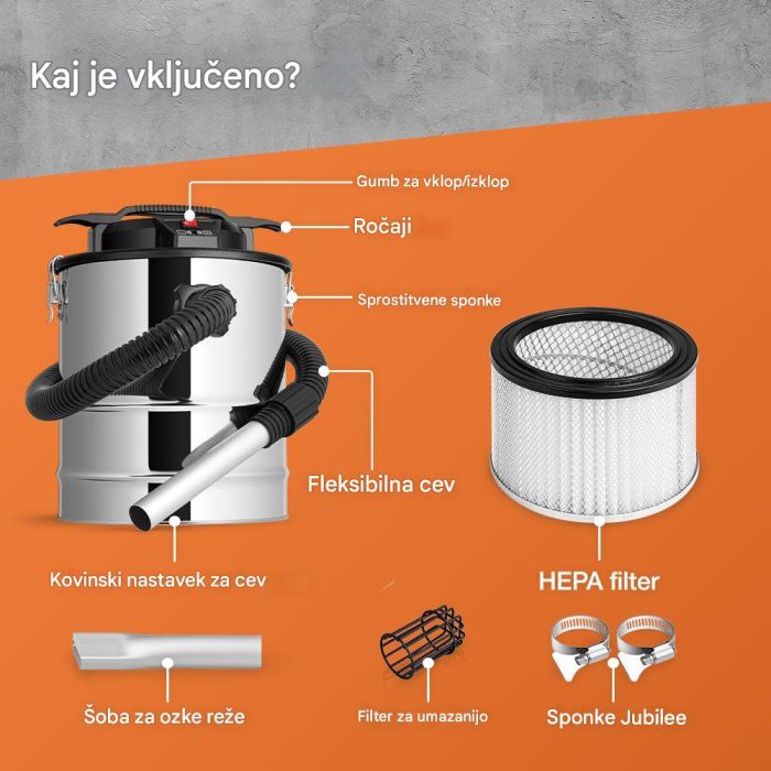 Usisavač za pepeo VONHAUS 15L-12