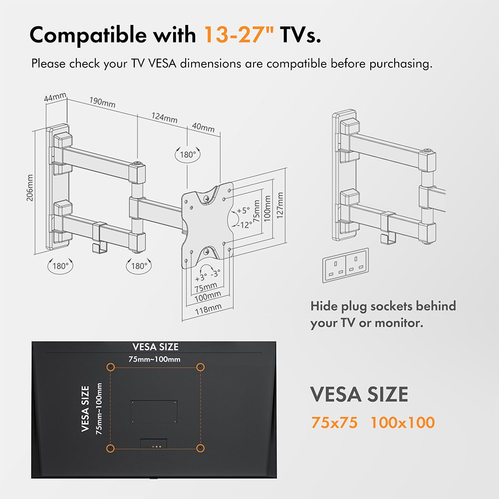 Sklopivi VONHAUS Nosač za TV zidni/monitor do 35kg-7