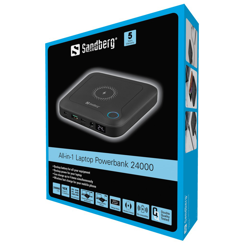 Prijenosna baterija SANDBERG All-in1 Laptop Powerbank 24000-7